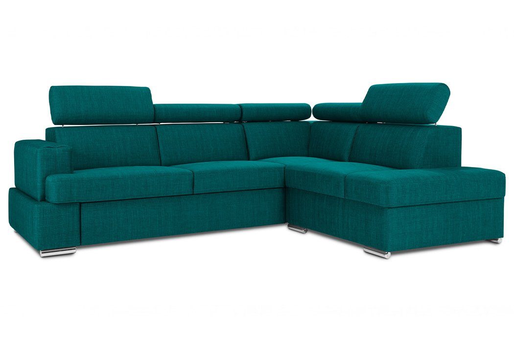 JVmoebel Ecksofa Bettfunktion Stoff Ecksofa L-Form Sofa Couch Design, Made in Europe Blau