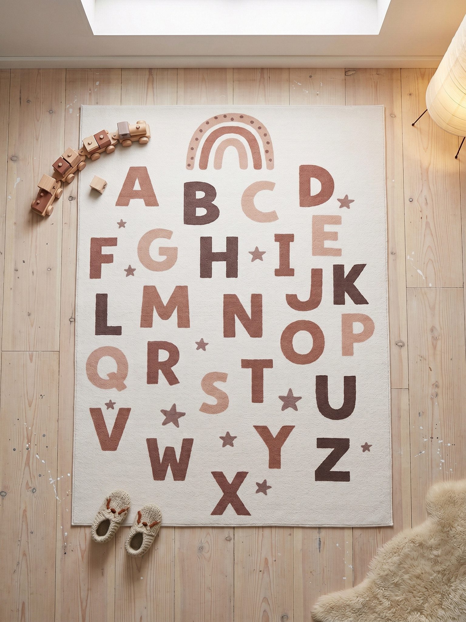 KADIMA DESIGN Kinderteppich TINO Kinderteppich Waschbar Kinderzimmer Schadstoffgeprüft, Läufer, Höhe: 10 mm, Creme, 80x150 cm, Kinderteppich Waschbar Spielteppi – Bild 5 von 5