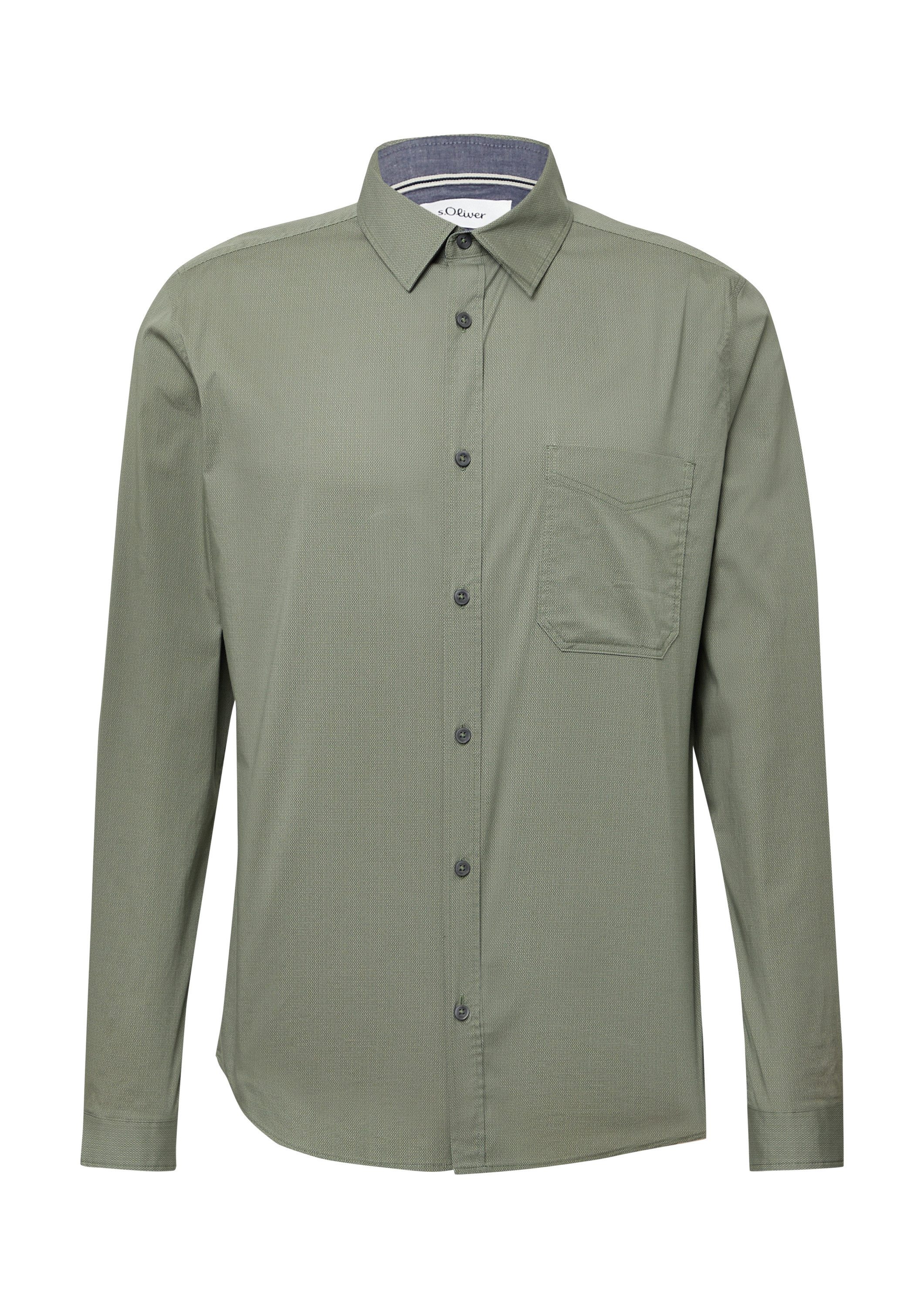 s.Oliver Langarmhemd Hemd Slim Fit: Gemustertes Hemd mit Kentkragen günstig online kaufen