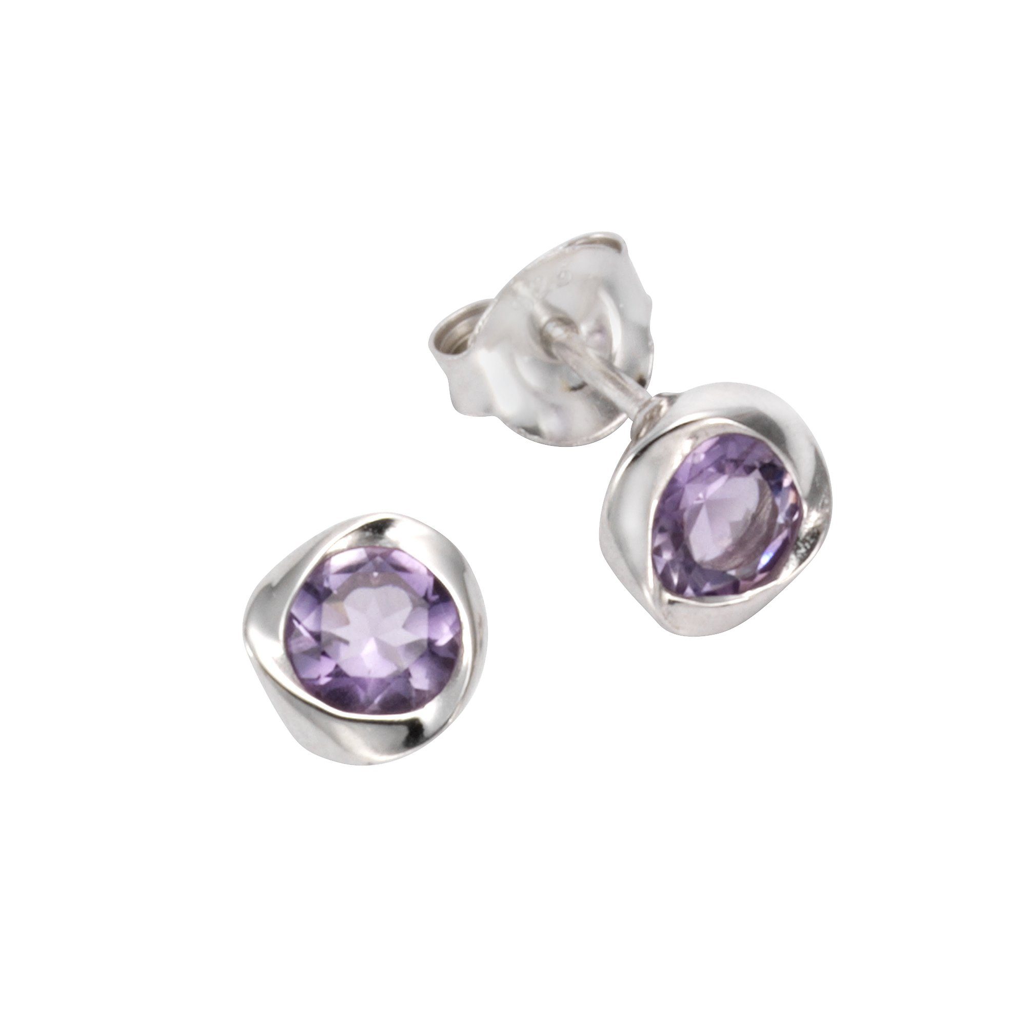 Zeeme Paar Ohrstecker 925/- Sterling Silber Amethyst