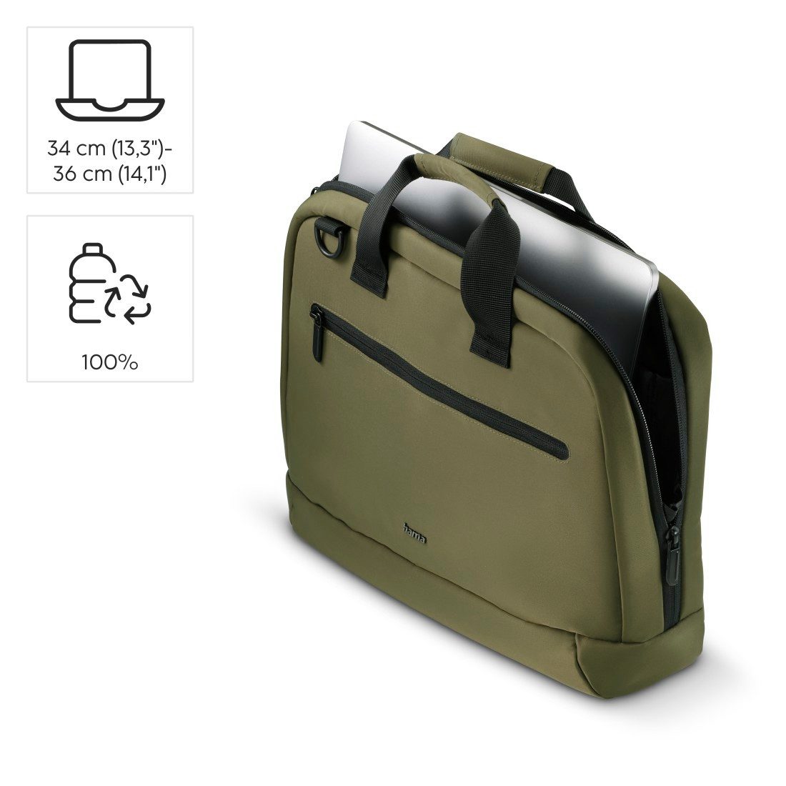 Hama Laptoptasche Laptoptasche 13,3“ – 14,1“ (leicht, gepolstert, wasserfest, 2 Fächer)