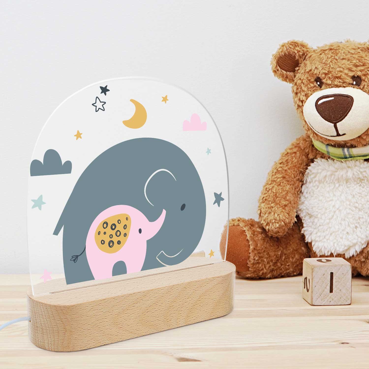 GRAVURZEILE LED Nachtlicht für Kinder, Beruhigend und Energiesparend - Elefant Design Rosa, LED, 3 Lichtmodi: Warm- Kalt- und Mischweiß, Geschenk für Kinder & Baby