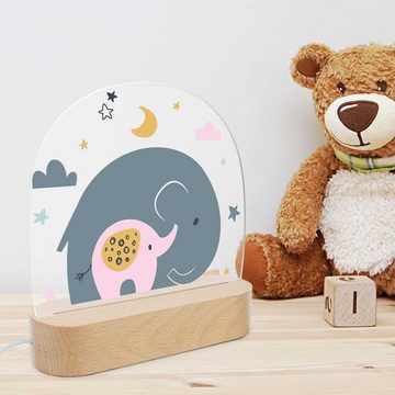 GRAVURZEILE LED Nachtlicht für Kinder, Beruhigend und Energiesparend - Elefant Design Rosa, LED, Warmweiß, Geschenk für Kinder & Baby