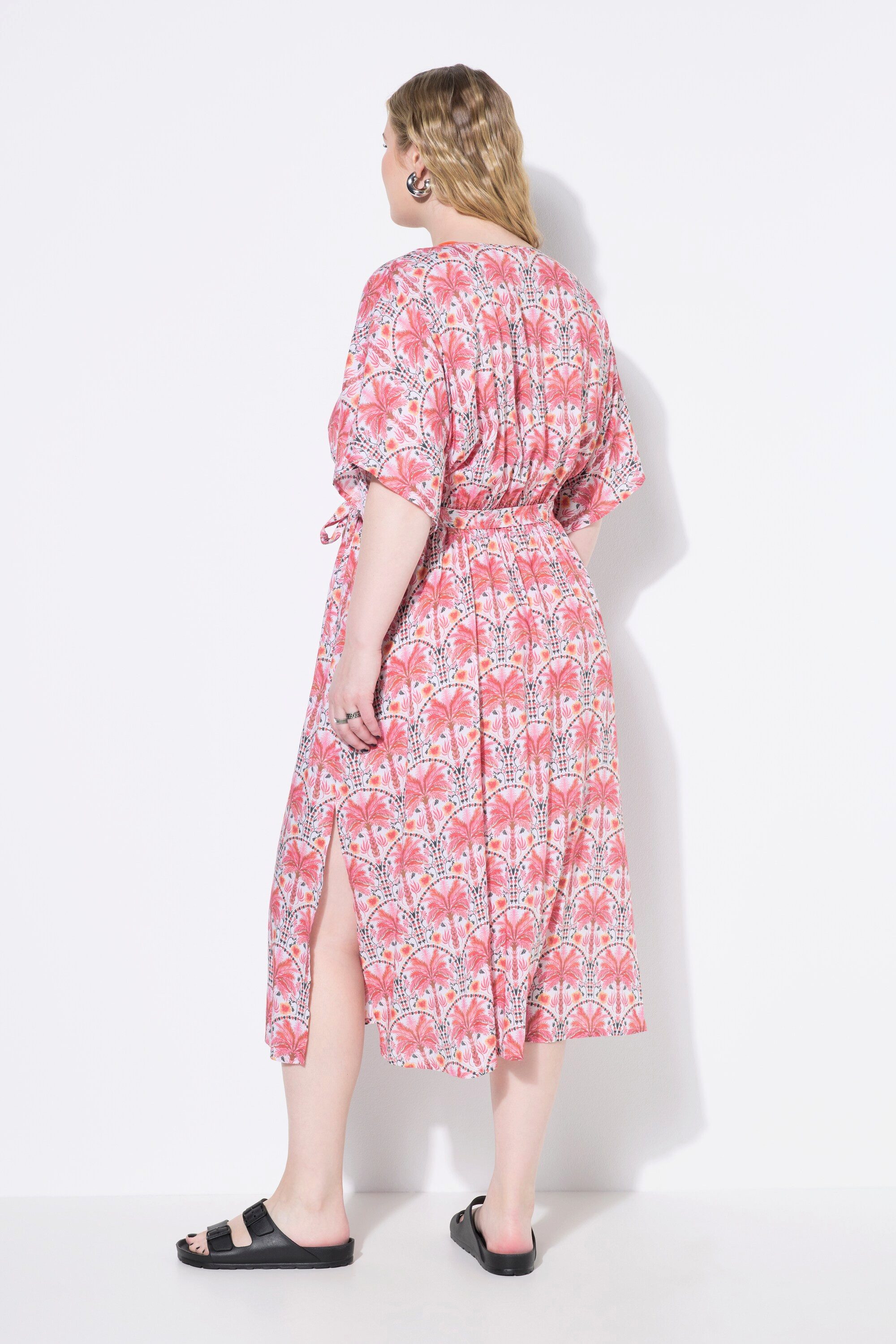 Studio Untold Midikleid Kaftankleid A-Line Midilänge Bindegürtel