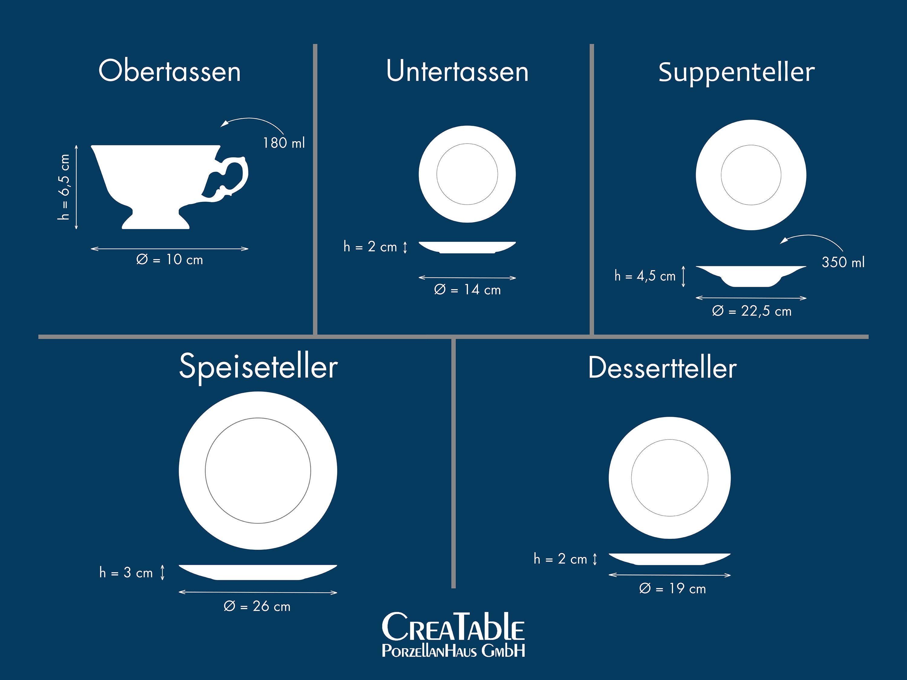CreaTable Kombiservice Frederike Weiss (30-tlg), 6 Personen, Porzellan
