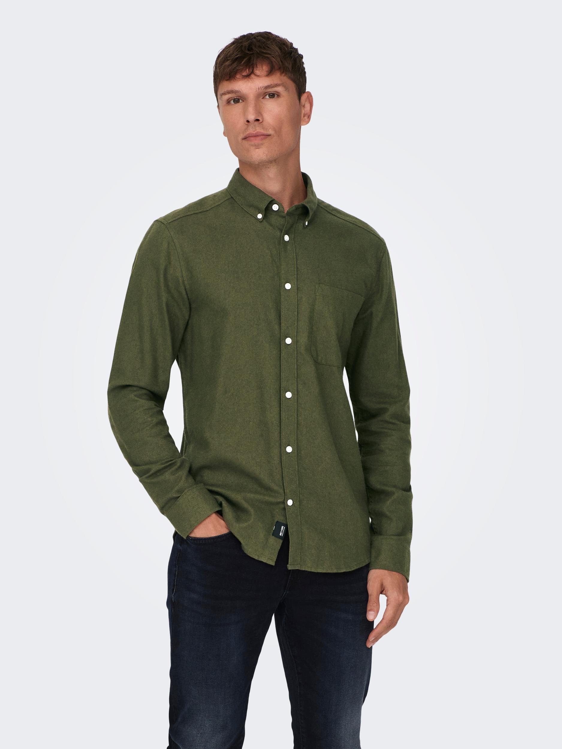 ONLY & SONS Langarmhemd ONSGUDMUND SLIM 1-PKT SOLID SHIRT NOOS