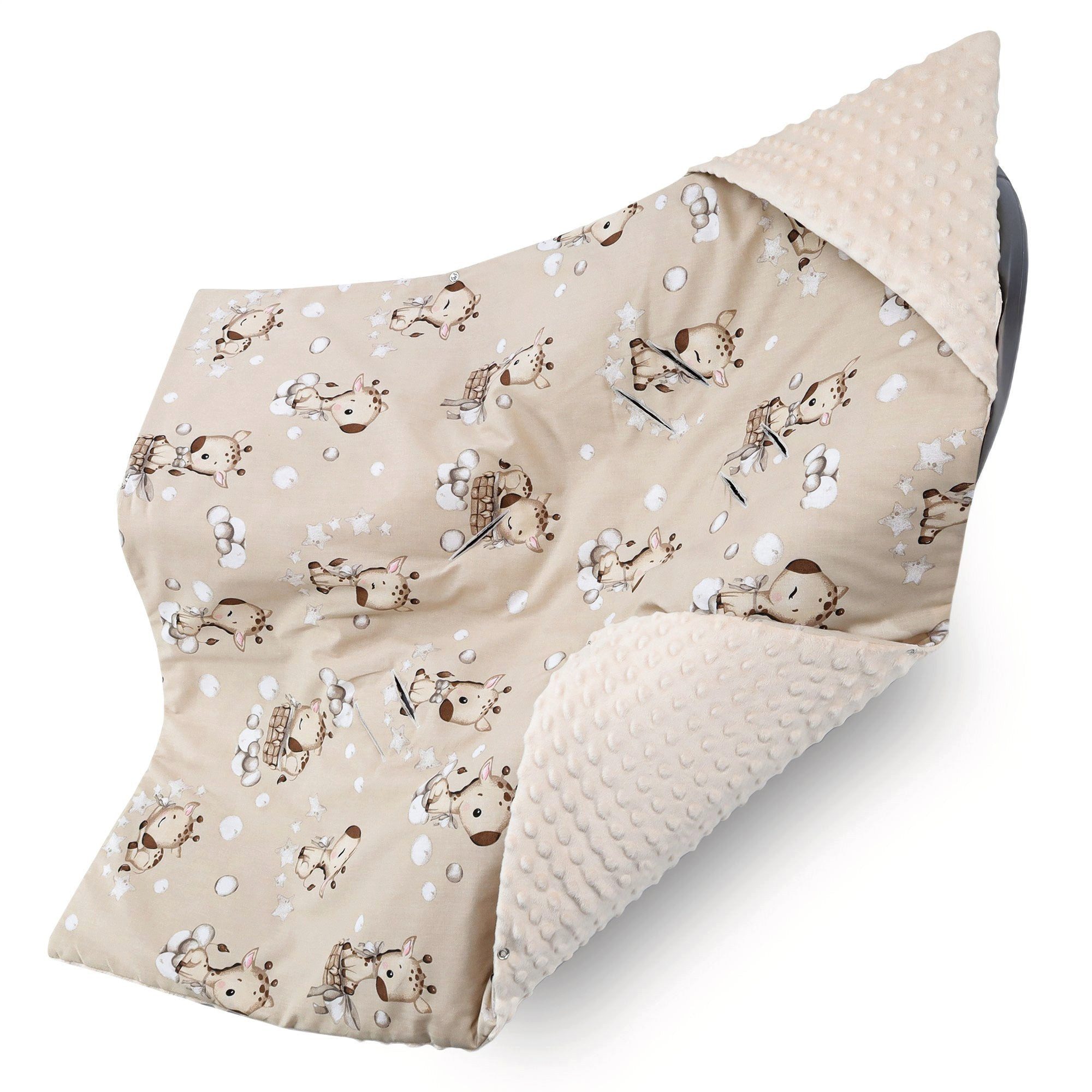 Einschlagdecke Sommer-Einschlagdecke 90x90 cm für Babyschale, Minky - Giraffen