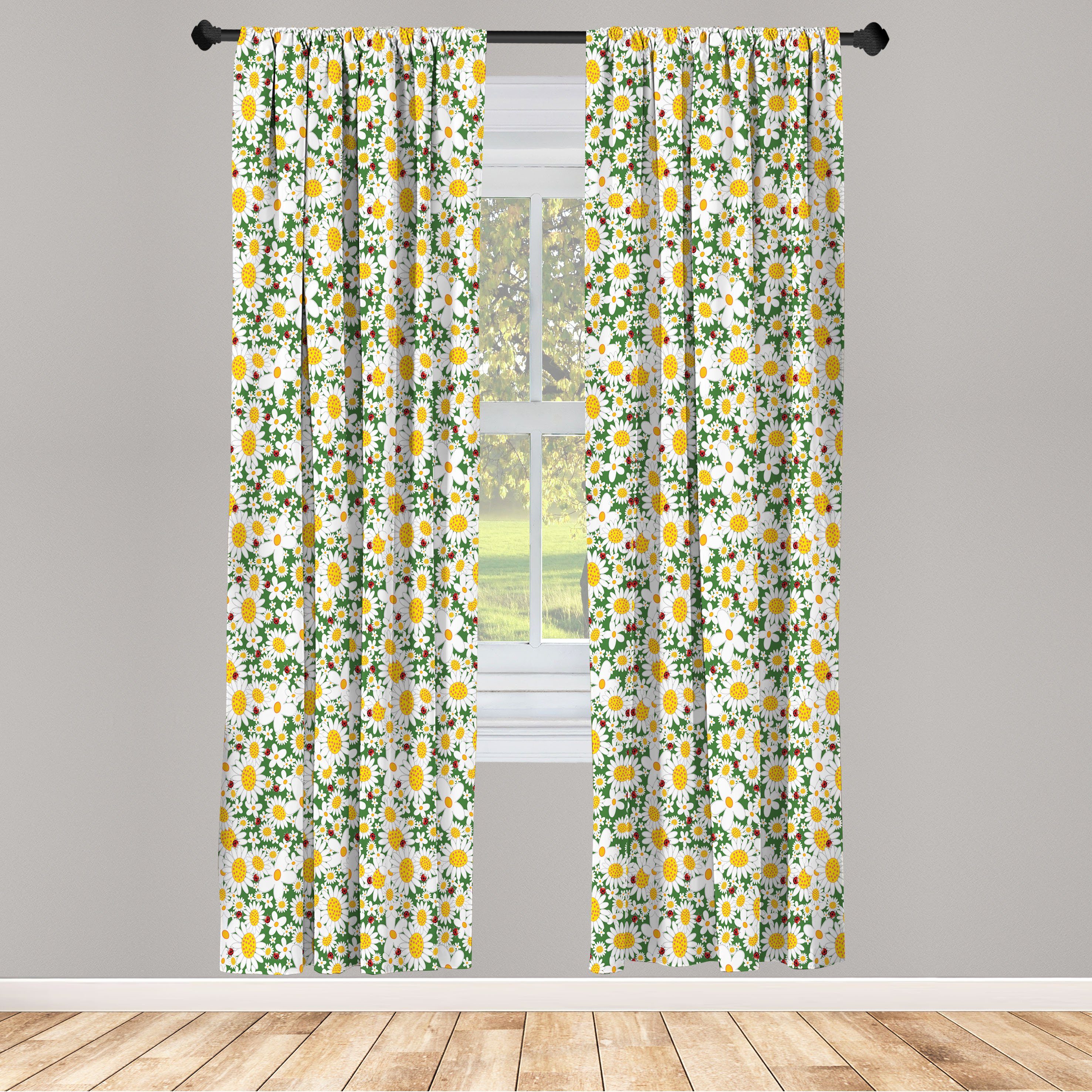 Gardine Vorhang für Wohnzimmer Schlafzimmer Dekor, Abakuhaus, Microfaser, Blumen Daisy Blumen Kamillen