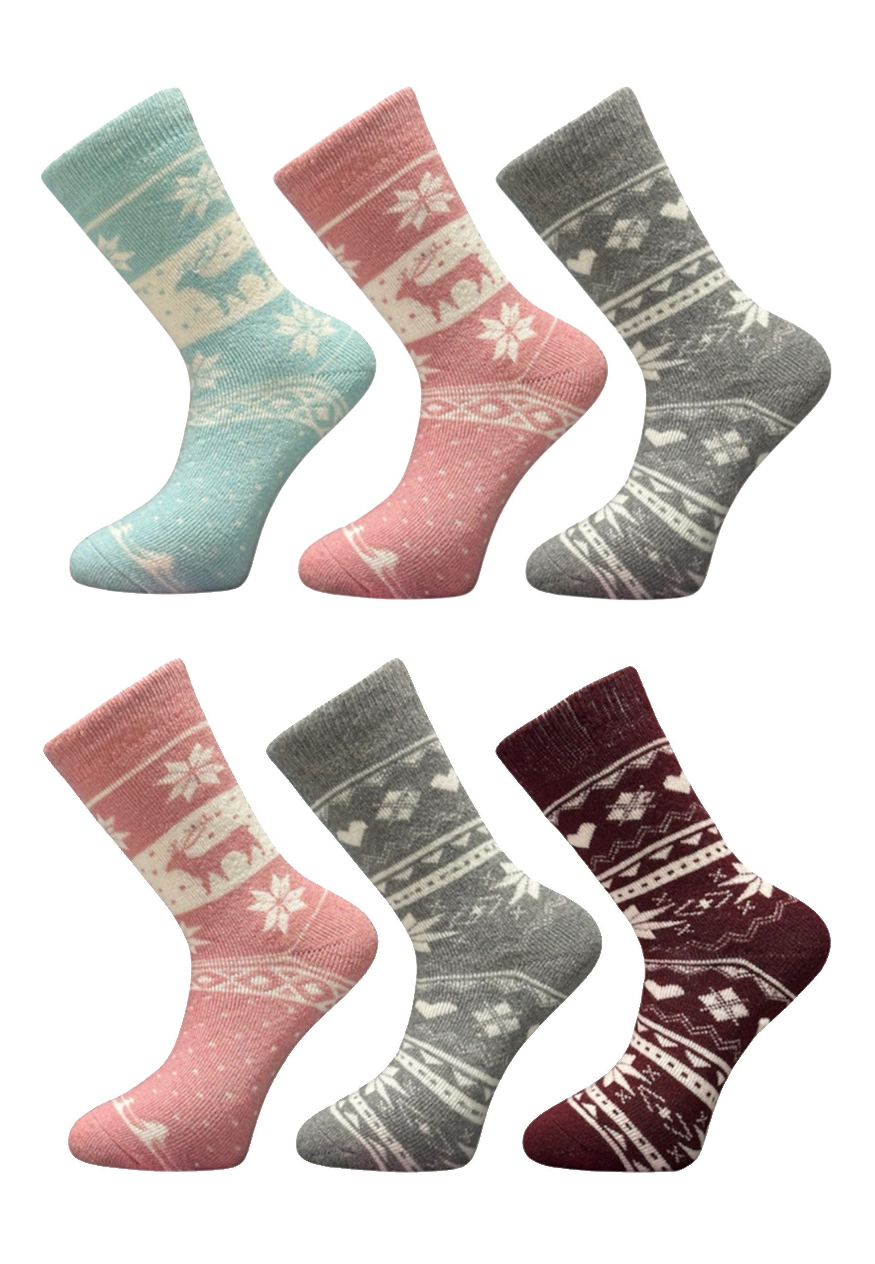 Socken Norweger Damen 6er Pack warme Wollsocken
