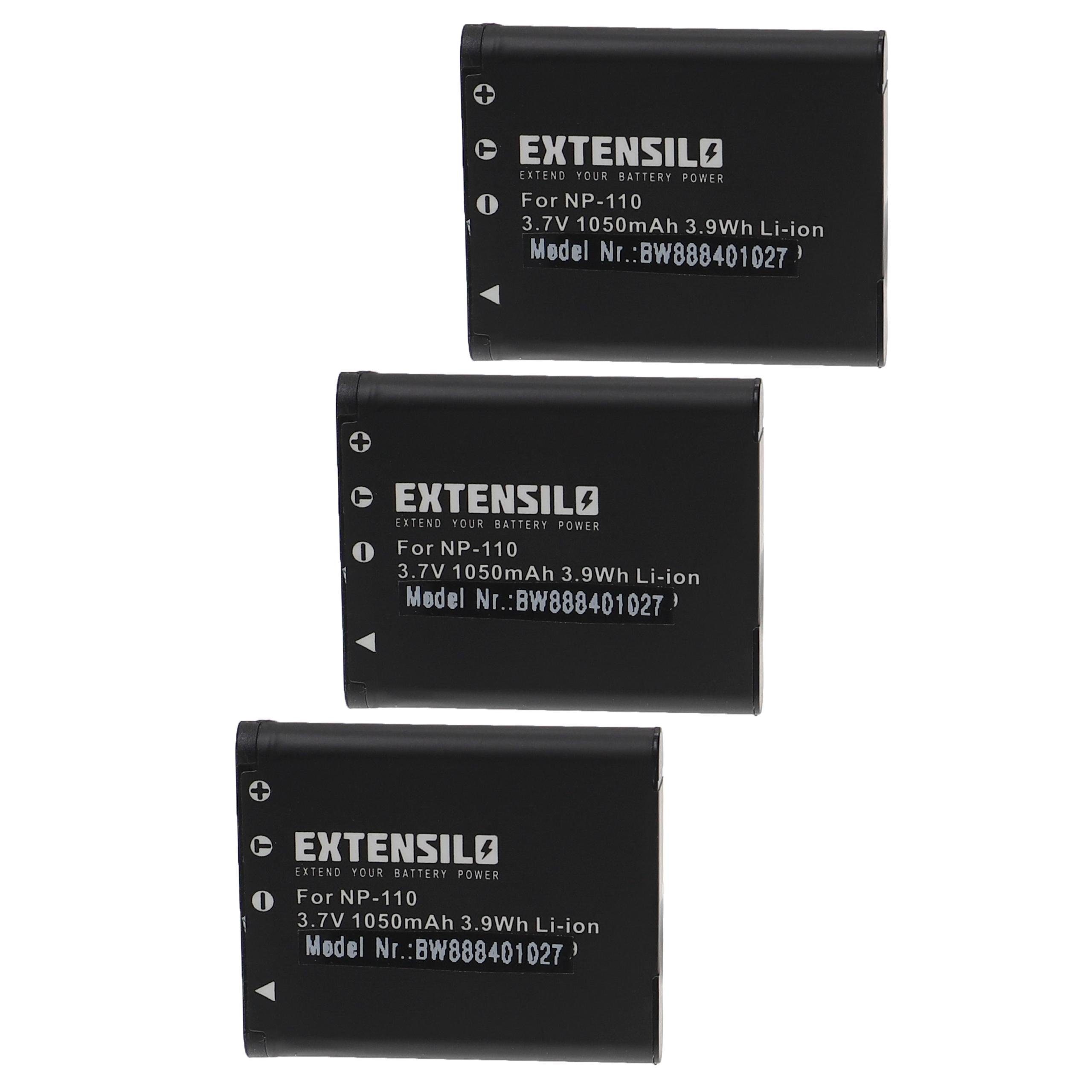 Extensilo kompatibel mit Casio Exilim EX-ZR20, Pro EX-F1, EX-ZR15, EX-ZR50 Kamera-Akku Li-Ion 1050 mAh (3,7 V)