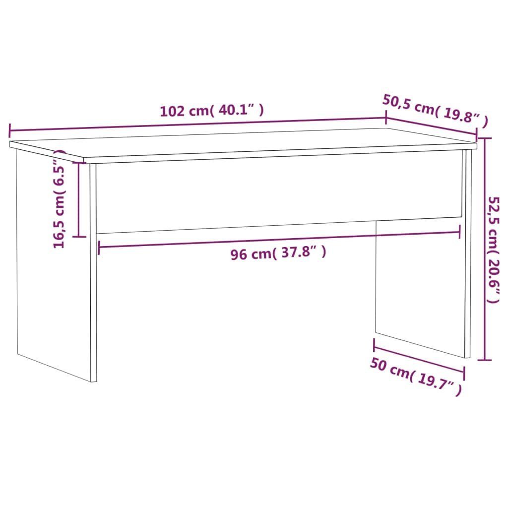 Couchtisch | Holzwerkstoff 102x50,5x52,5 Weiß Weiß (1-St) Couchtisch cm Weiß vidaXL