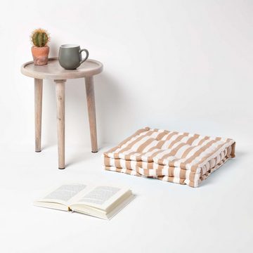 Homescapes Bodenkissen Sitzkissen Breite Streifen beige 40 x 40 x 10 cm