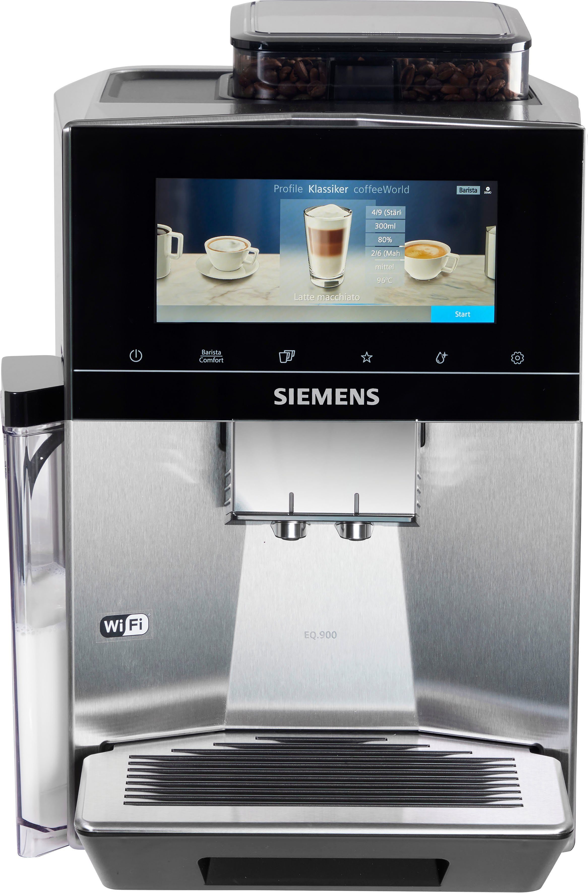 SIEMENS Kaffeevollautomat TQ903D03, Kaffeevollautomat Edelstahl Touchscreen Milchsystem