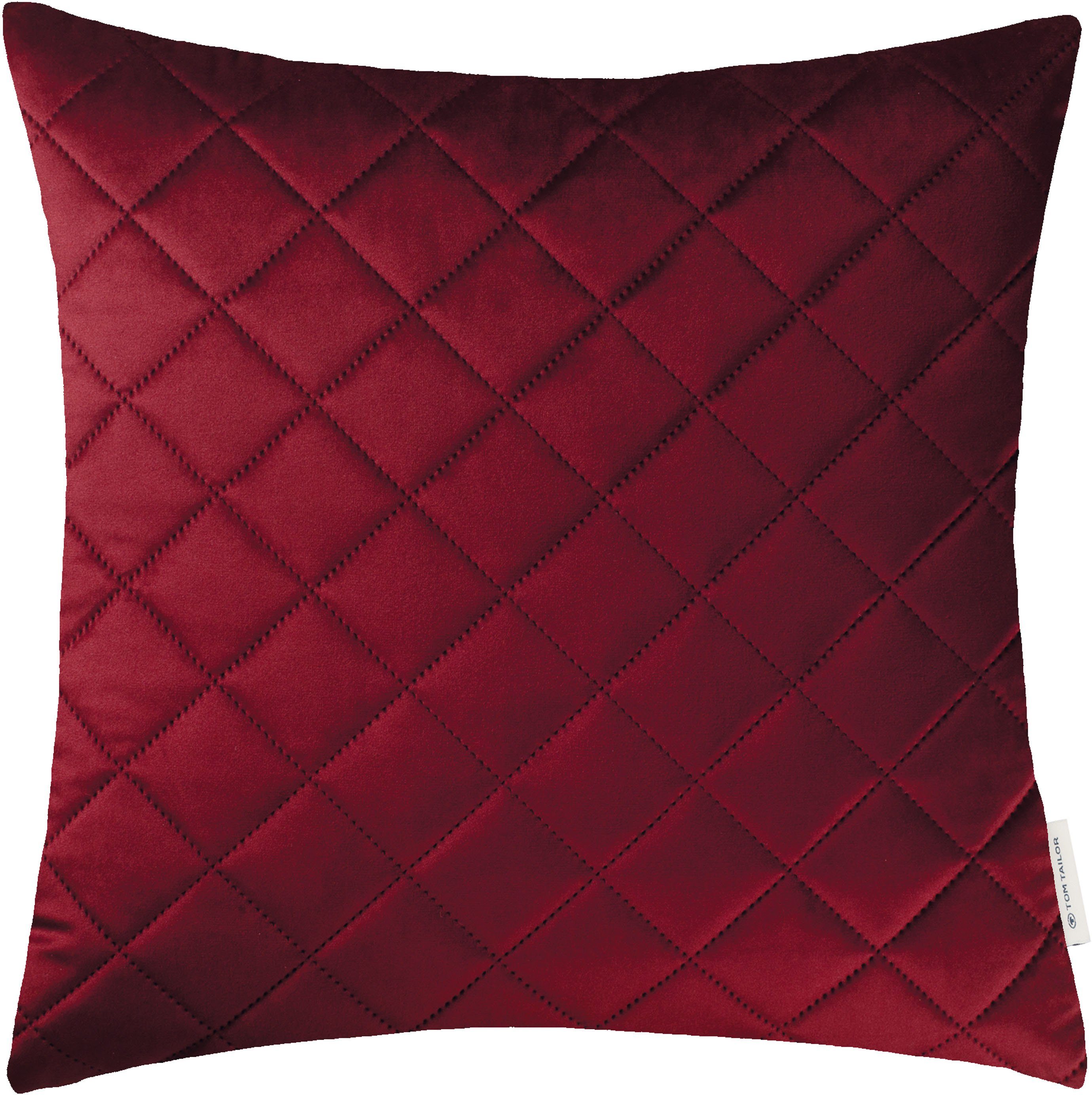 TAILOR Füllung, Dekokissen rot/dunkelrot/blutrot HOME Quilt, 1 Kissenhülle FrenchVelvet Stück TOM ohne