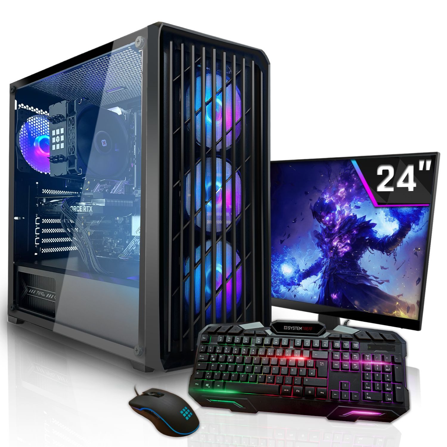 SYSTEMTREFF Basic Gaming-PC-Komplettsystem (24", AMD Ryzen 5 5655G, RX Vega 7, 16 GB RAM, 256 GB SSD)