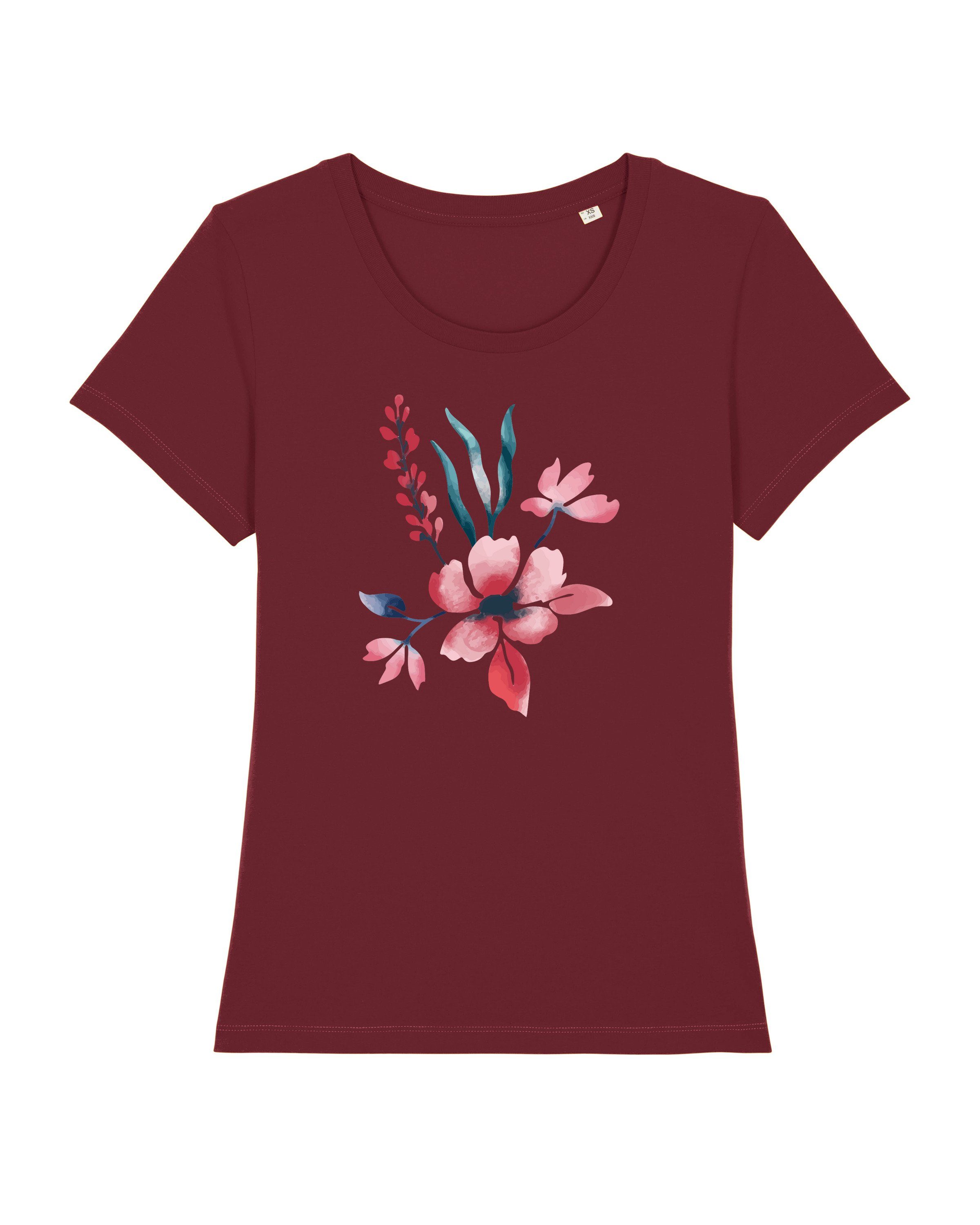 wat? Apparel Print-Shirt Blume in Wasserfarbe 01 (1-tlg) weinrot