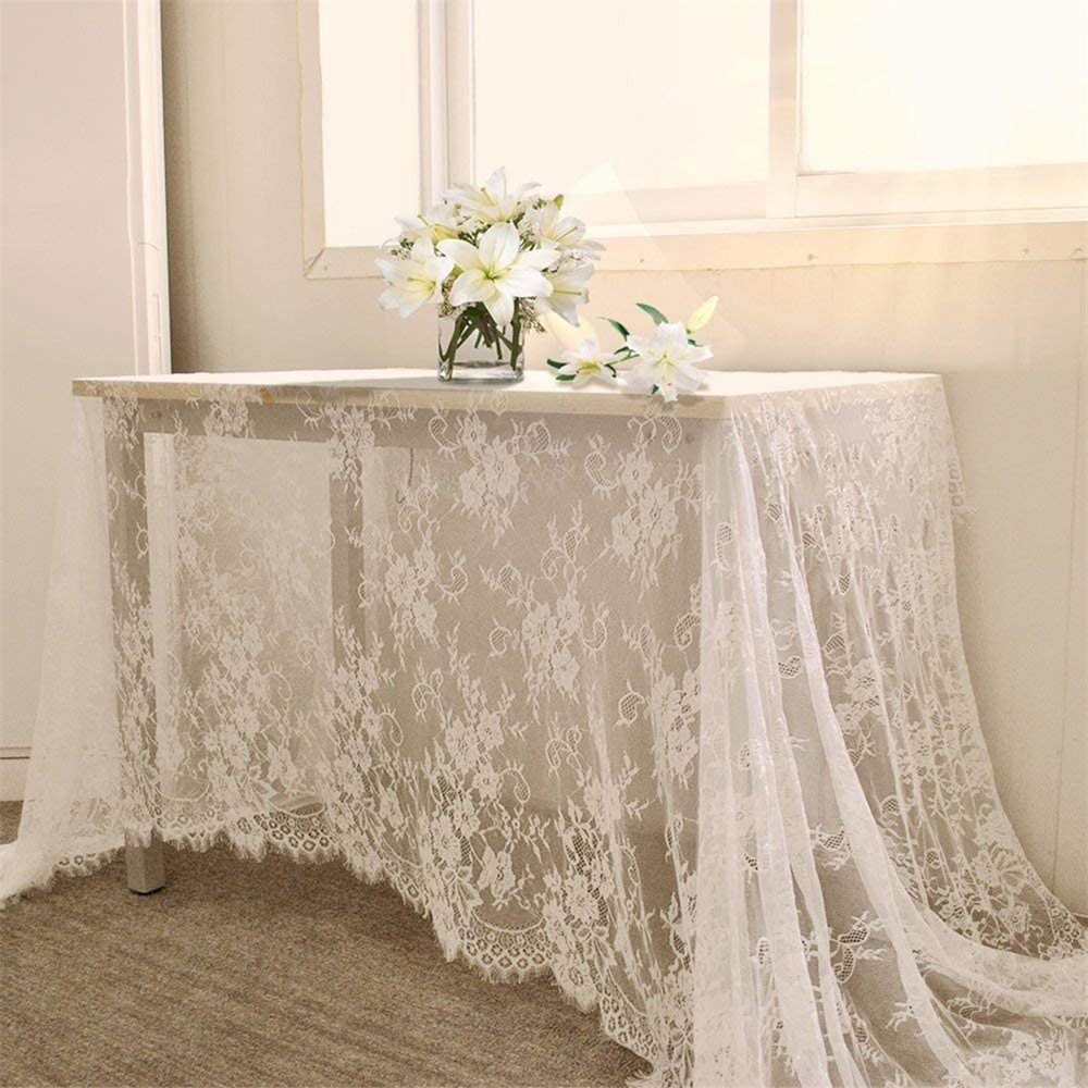 HAMÖWO Tischdecke Spitzen-Tischdecke Weiß Hochzeitstischdecken 150 x 300 cm