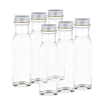 MamboCat Vorratsglas 6er Set Marasca 100ml Flasche + Schraubdeckel silber Aluminium PP 31,5, Glas