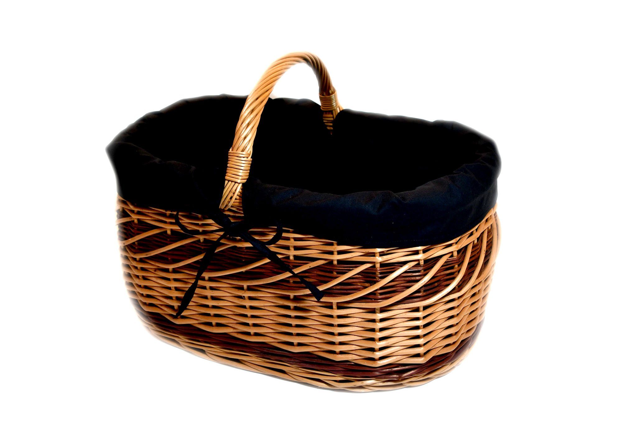 MyBer® Einkaufskorb Weidenkorb Korb Weide groß stabil geflochten, braun mit Stoffeinlage 50/35/38cm K1-605-SS