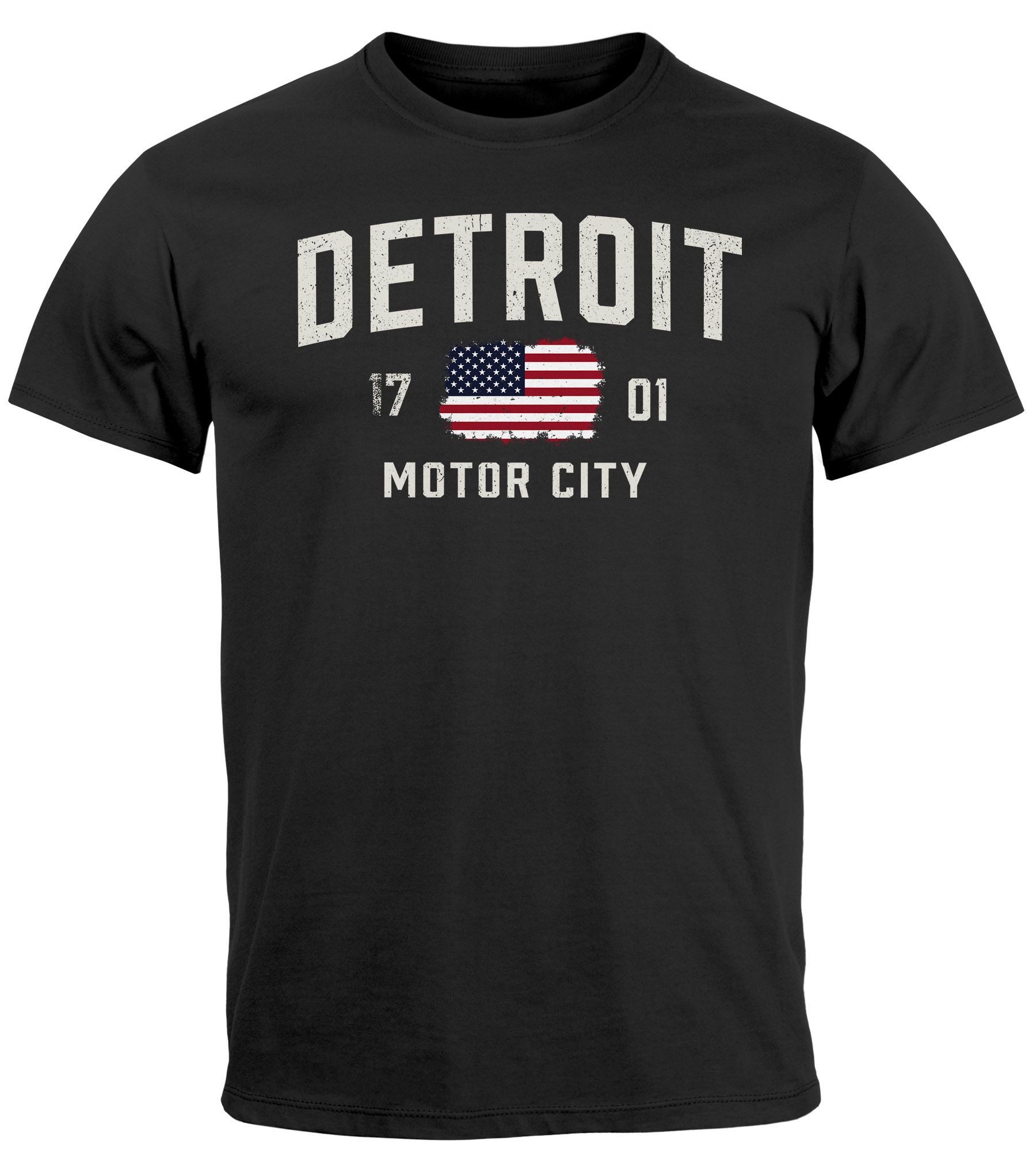 Neverless Print-Shirt Herren T-Shirt Detroit USA günstig online kaufen
