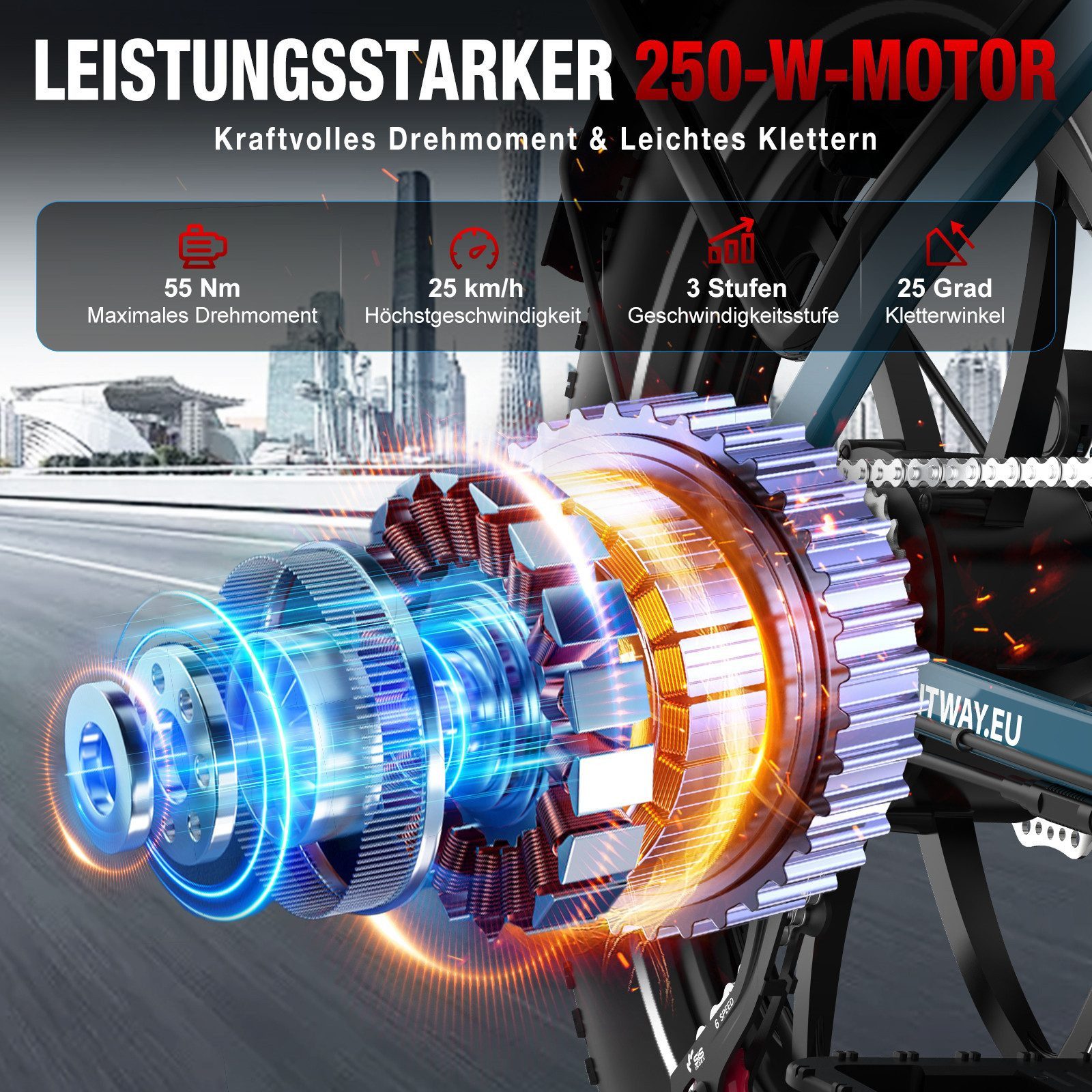 HITWAY E-Bike Faltrad 20*3,0 zoll Elektrofahrrad Pedelec mit 36V15,6Ah Akku, 7 Gang shimano shimano Schaltwerk, Kettenschaltung, Heckmotor, 561,6 Wh, Klappfahrrad E Mountainbike für Damen u. Herren