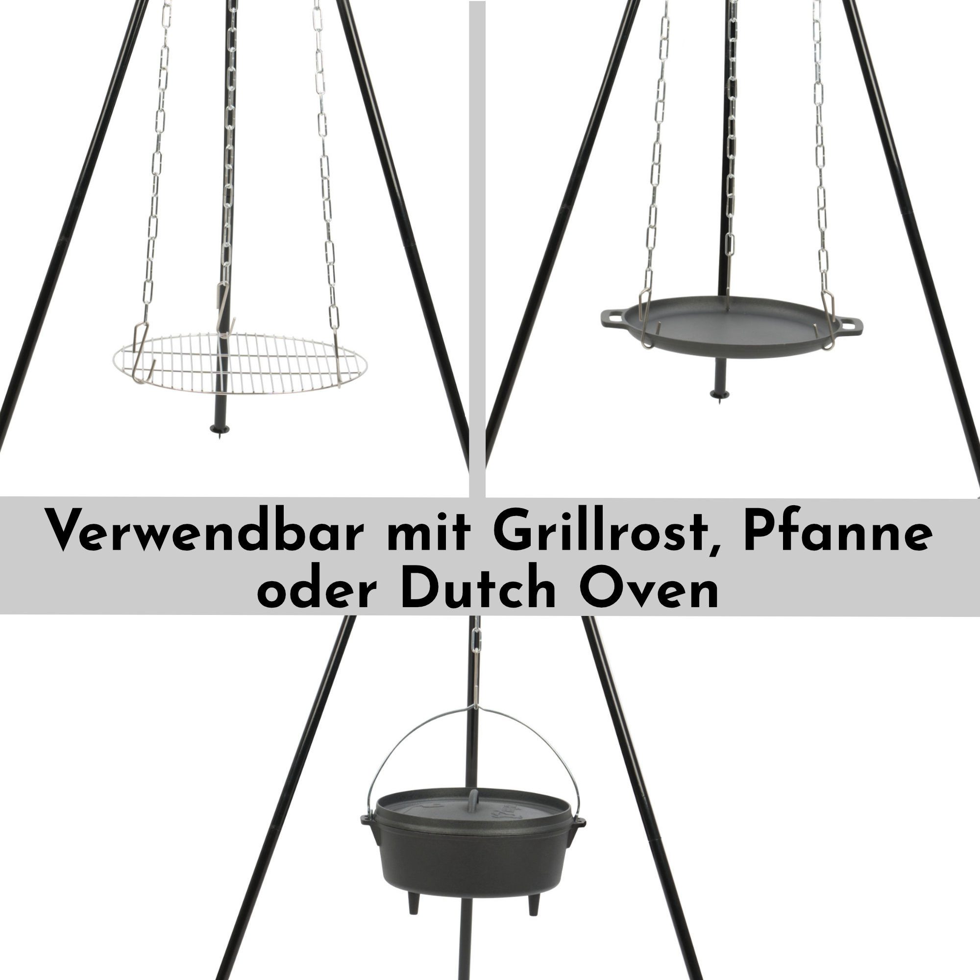 BBQ-Toro Holzkohlegrill Dutch Oven Set 6-teilig mit Holzkiste, mit Topf, Pfanne, Grillrost, Set 6-teilig – Bild 5 von 5