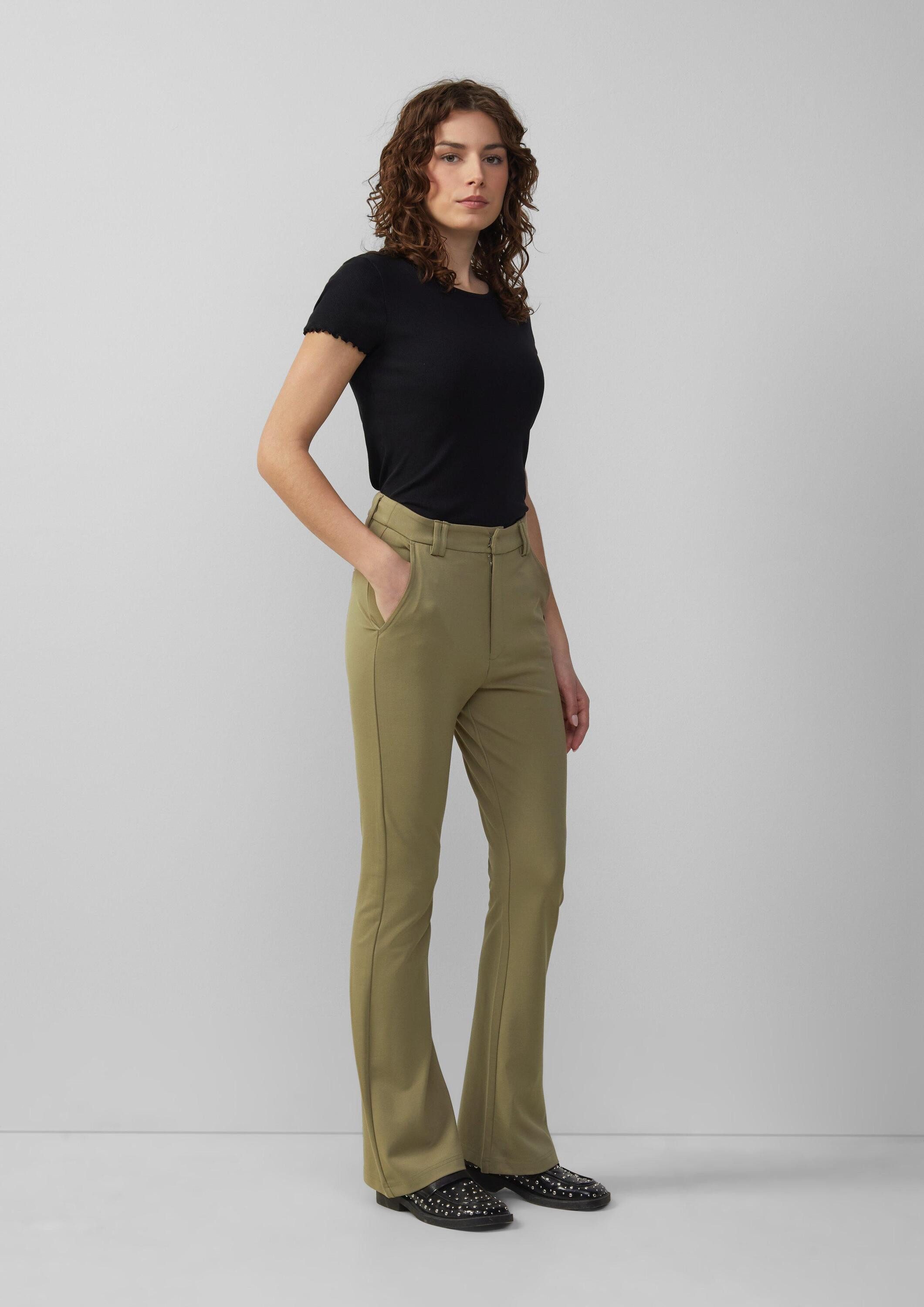 QS Chinos Hose Elastische Hose aus Interlockjersey mit ausgestelltem Bein günstig online kaufen