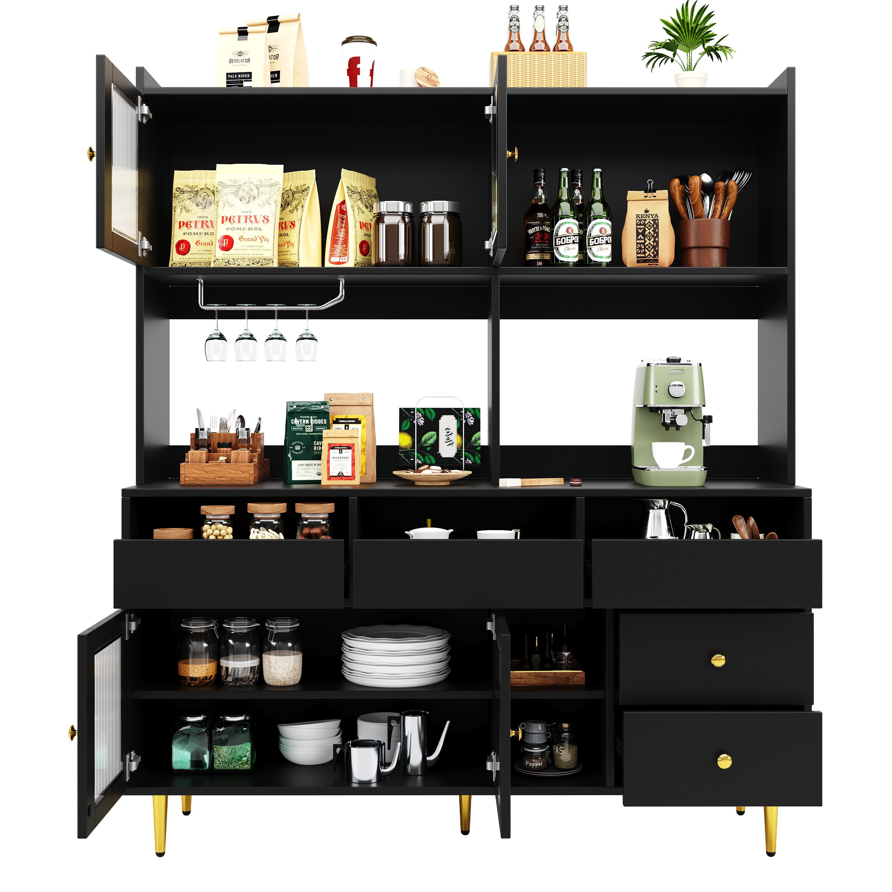OKWISH Hochschrank mit Glastür (Vitrine,Barschrank, Highboard, günstig online kaufen