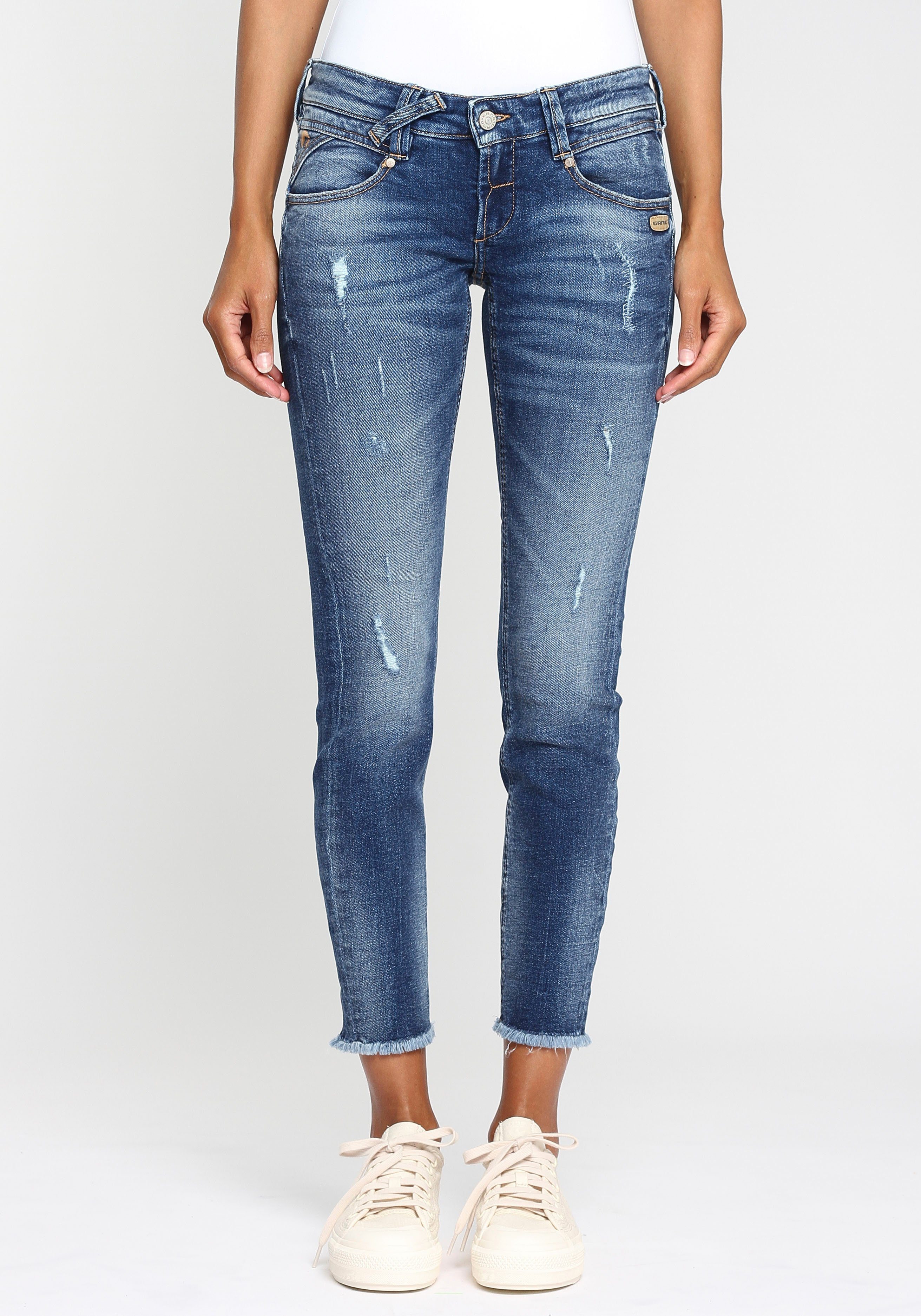 Damen Jeans GANG Skinny-fit-Jeans NENA CROPPED mit ausgefranster Kante am Beinabschluss