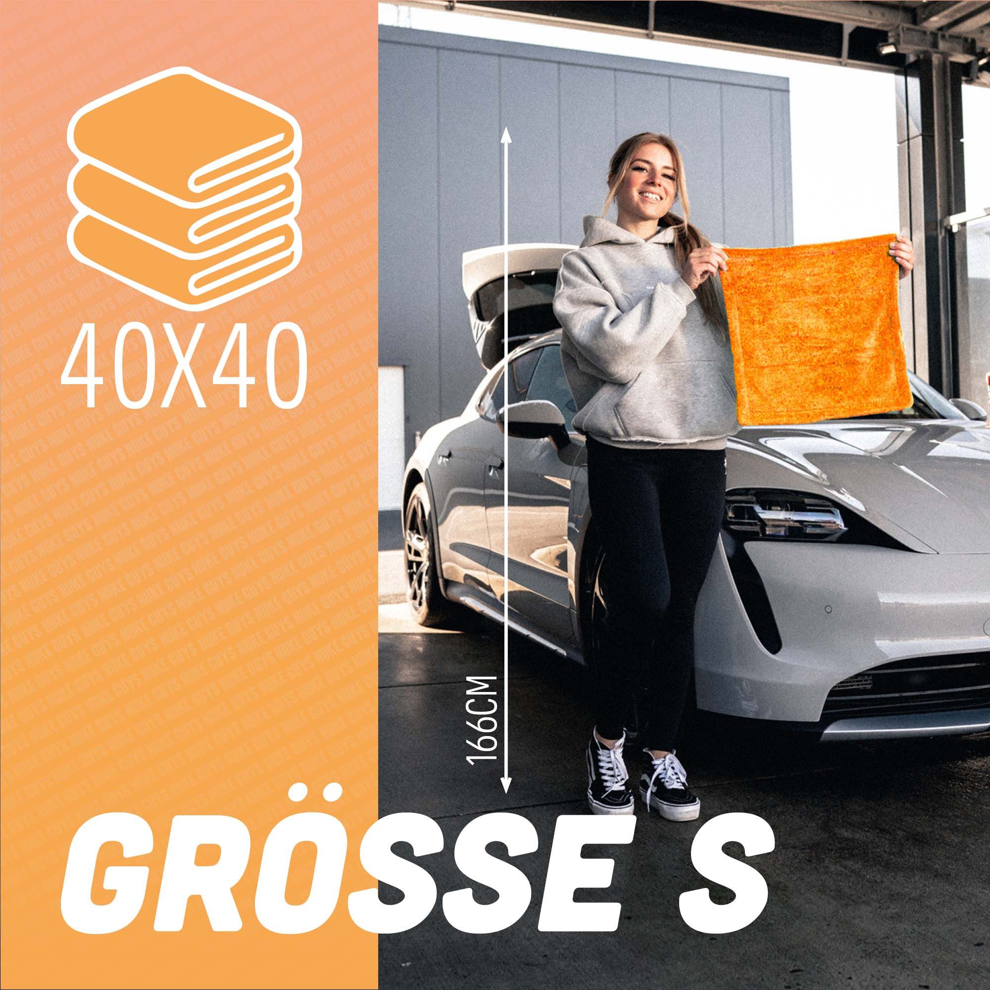 Nuke Guys Microfaser Auto Trockentuch - Gamma Dryer S bis XXL Mikrofasertuch (Microfaser, 40x40 cm, 1-tlg., Gamma Dryer S - Orange - 40x40cm 1400GSM) – Bild 3 von 5
