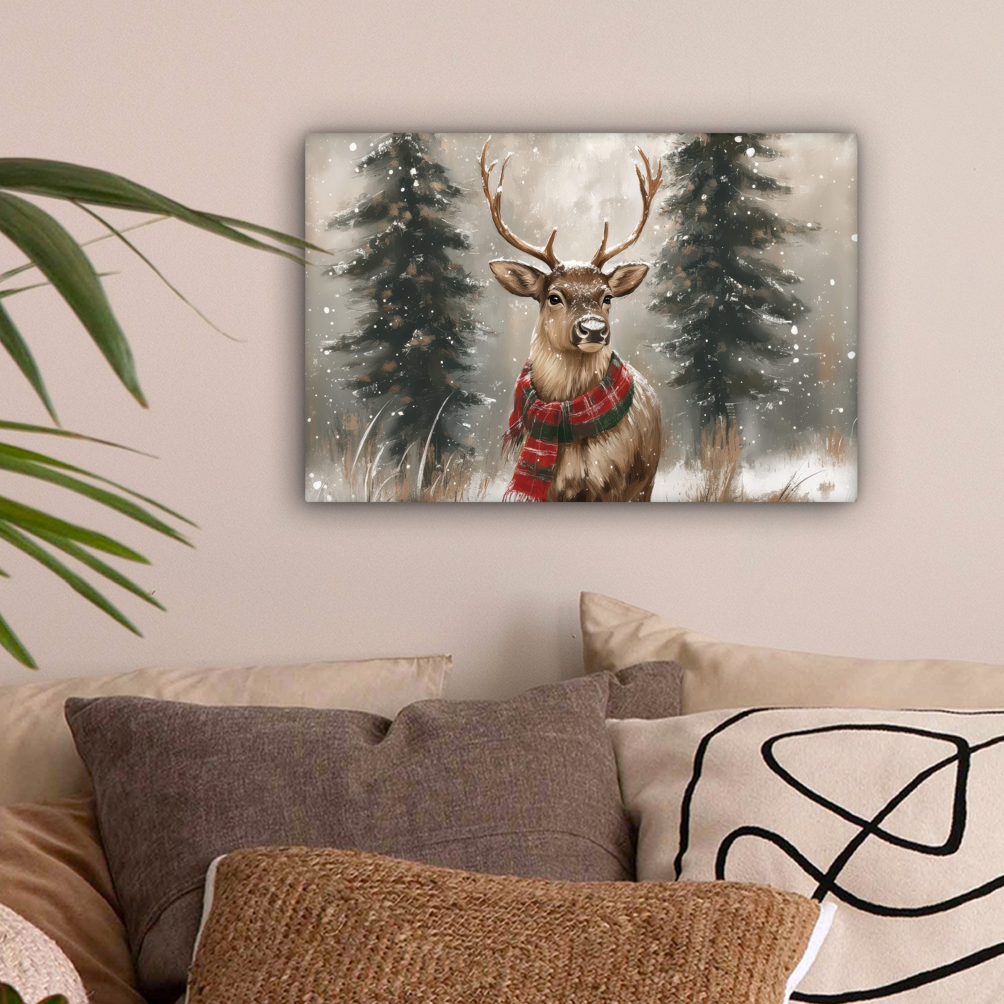 OneMillionCanvasses® Leinwandbild Winter - Wald - Rentier - Dunkelheit, Fot günstig online kaufen