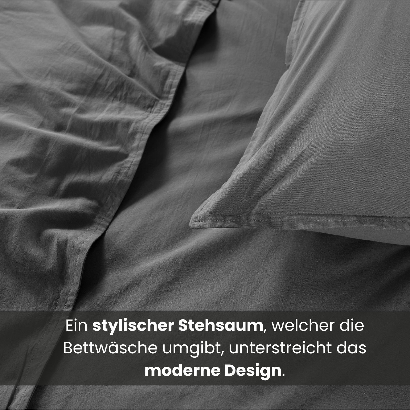 wometo Bettwäsche Stone Washed 135x200 Renforcé, Baumwolle, 2 teilig, OEKO-TEX®, 100% Baumwolle, Bettwäsche im Knitterlook mit Stehsaum – Bild 3 von 5