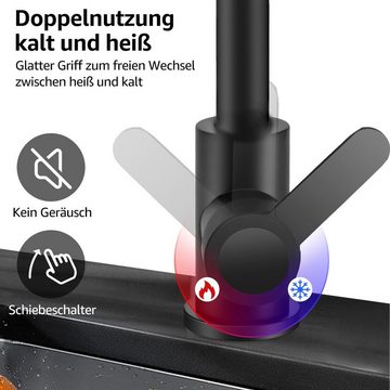 MULISOFT Küchenarmatur 360° Schwenkbar Mischbatterien für Küche Armatur, Einhandmischer Spültischarmatur mit Hoher Auslauf, Küchenspüle G3/8'' Anschlüsse