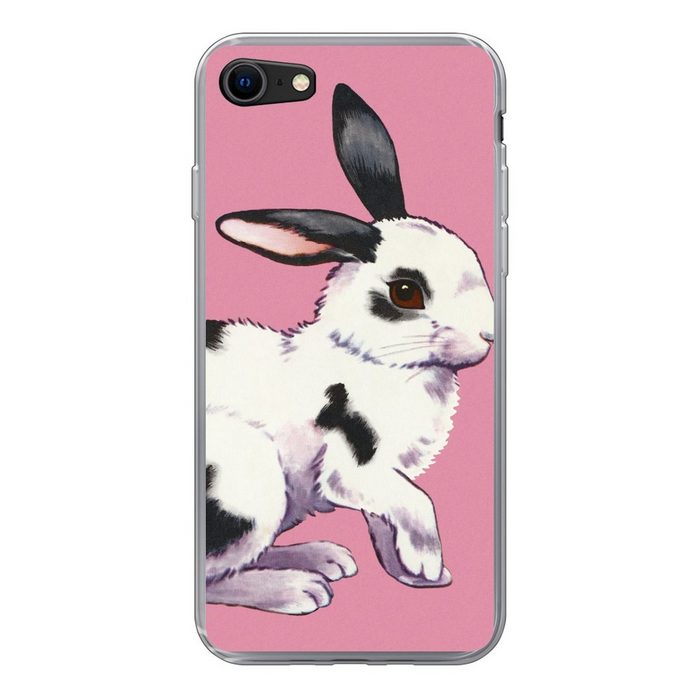 MuchoWow Handyhülle Kaninchen mit rosa Hintergrund Handyhülle Apple iPhone SE (2020) Smartphone-Bumper Print Handy