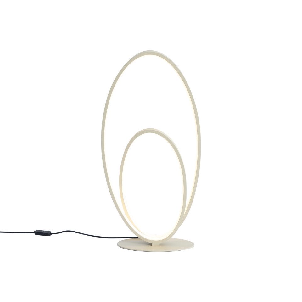 Qazqa Tischleuchte Boomerang, Dimmbar, LED fest integriert, Extra-Warmweiß, QAZQA Tisch­leuchte, integrated, Beige, Aluminium, Design