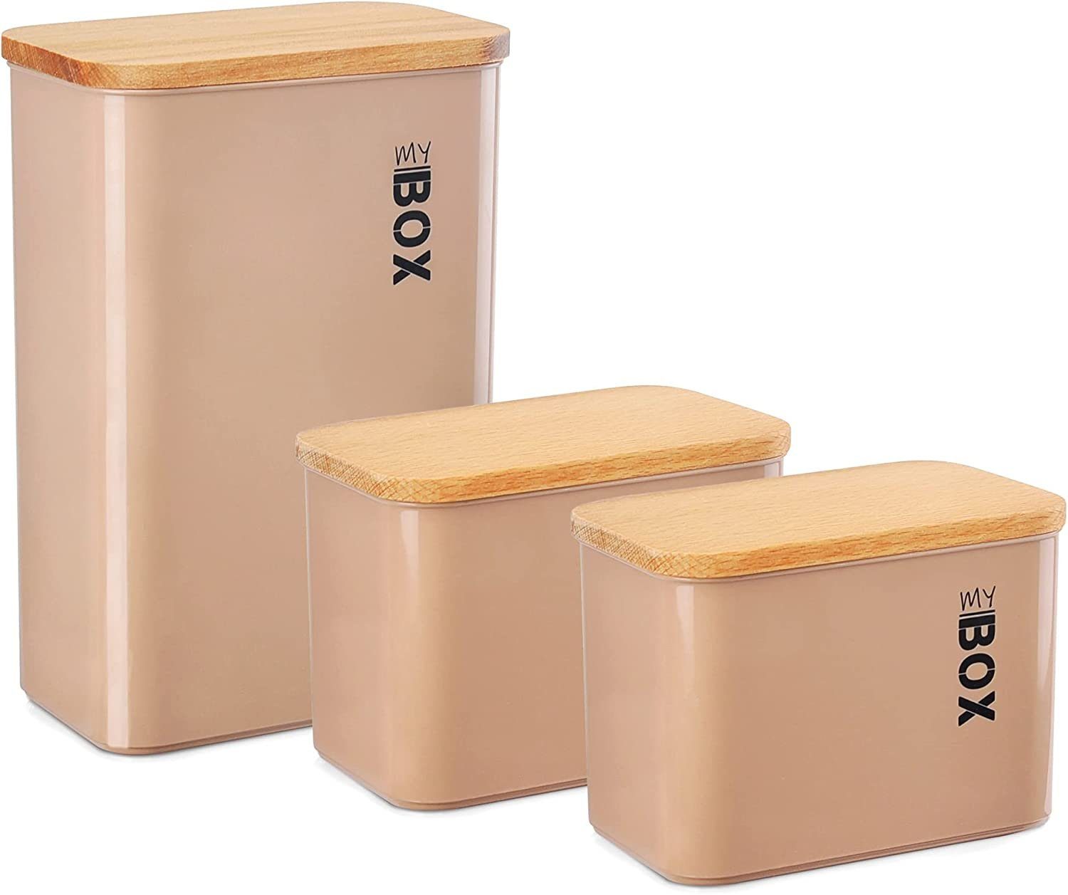 Lashuma Frischhaltedose, Kunststoff, (Set, 3-tlg), Eckige Aufbewahrungsboxen puder 1x 2 Liter - 2x 1 Liter