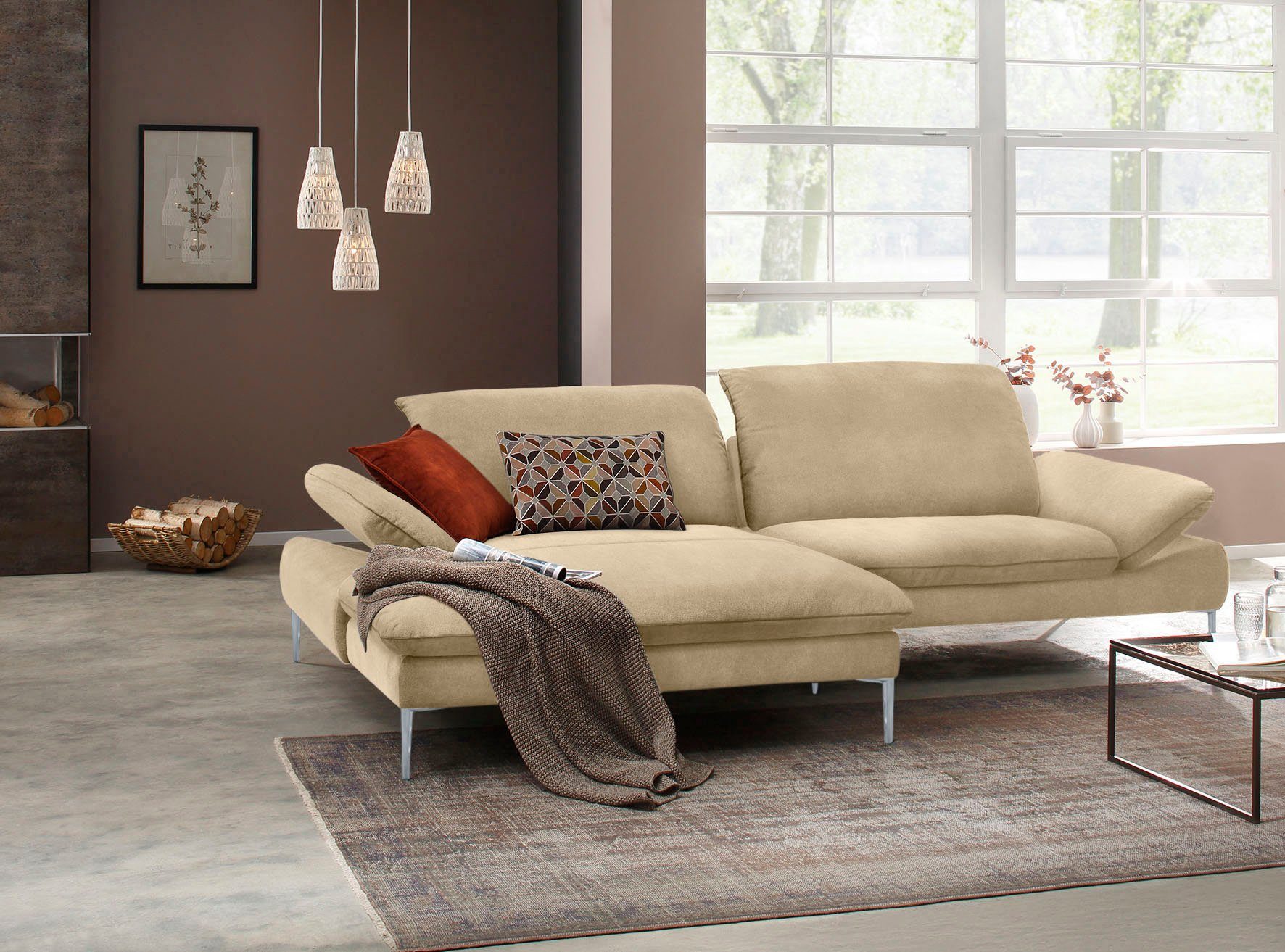 W.SCHILLIG Ecksofa enjoy&MORE, mit tollem Sitzkomfort, elegant und bequem, L-Form, mit Sitztiefenverstellung, Füße silber matt, Breite 294 cm
