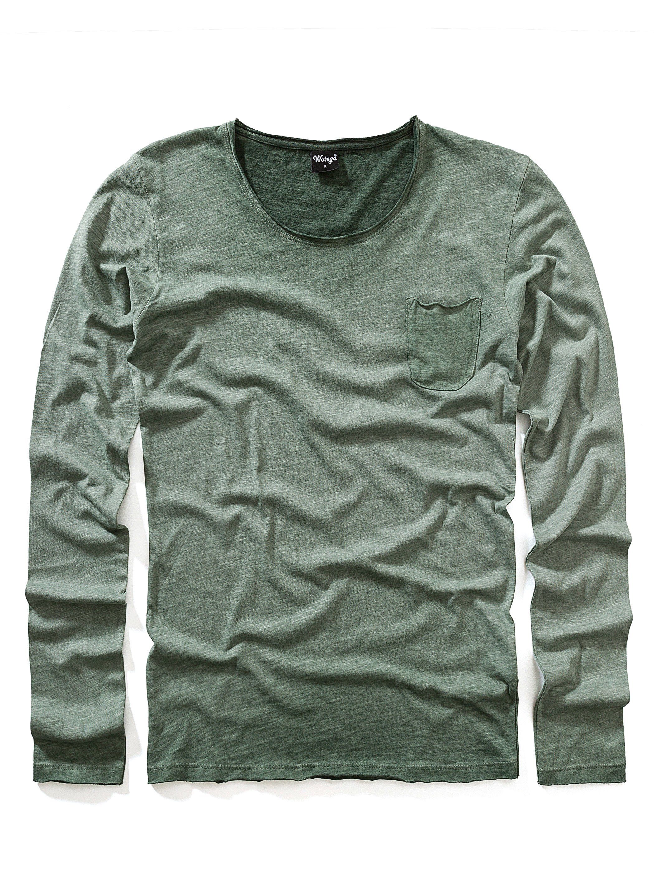 WOTEGA Crew Feldspar Langarmshirt Baumwolle aus Longsleeve Zac Neck WOTEGA reiner - (1-tlg) (165815)