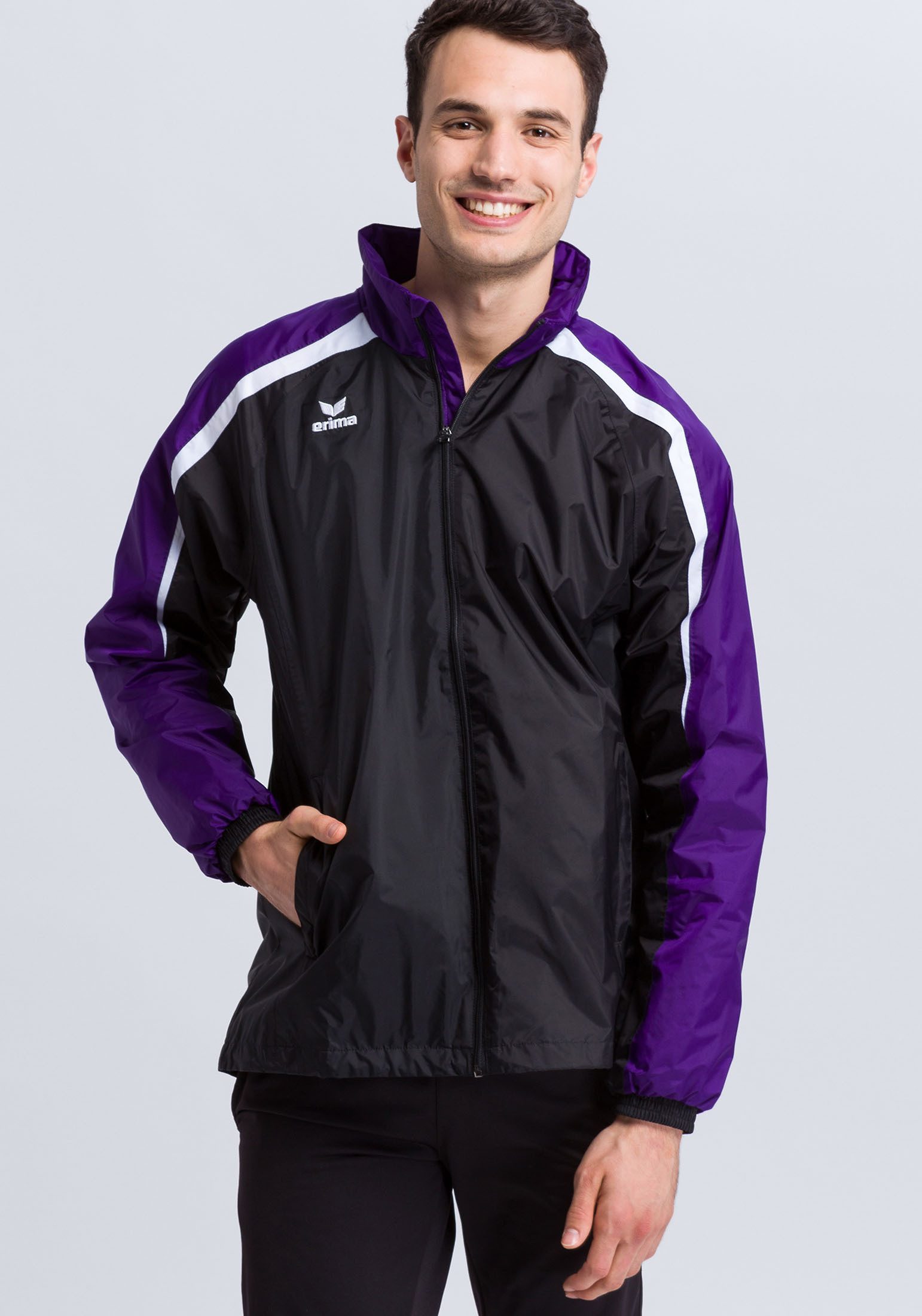 Erima Allwetterjacke Unisex Liga 2.0 Allwetterjacke - Hoher Stehkragen mit integrierter Kapuze