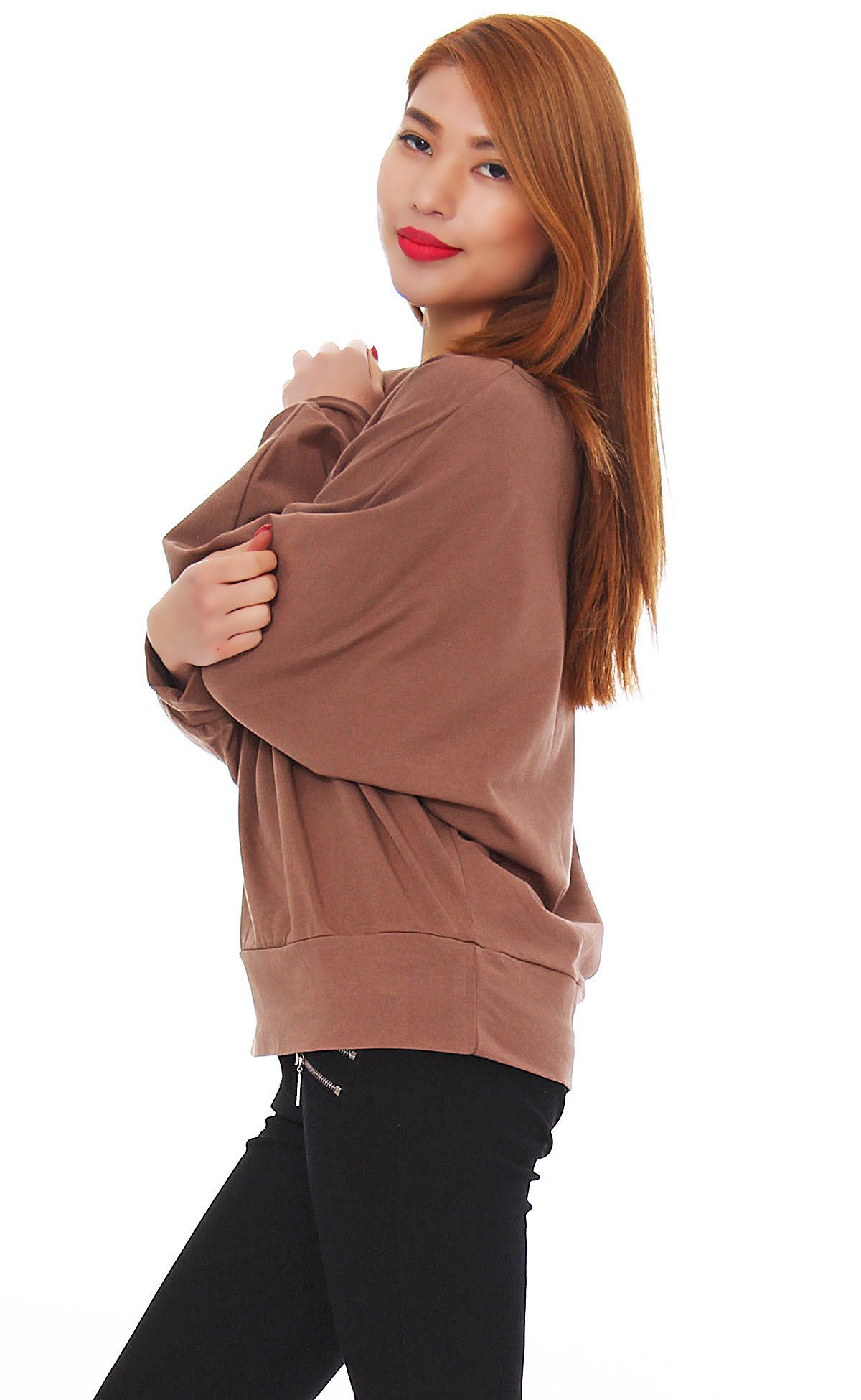 Mississhop Langarmshirt Damen-Sweatshirt mit Fledermausärmeln Ida günstig online kaufen