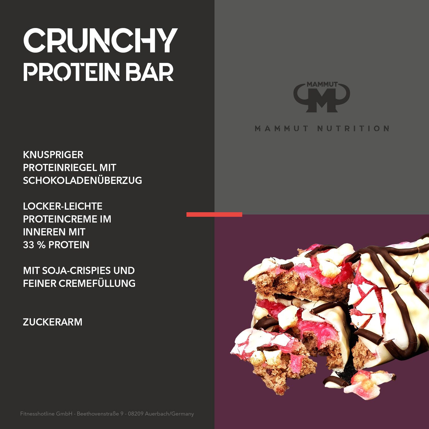 Mammut Nutrition Crunchy Protein Bar - 45 g Riegel Riegel, 45 g