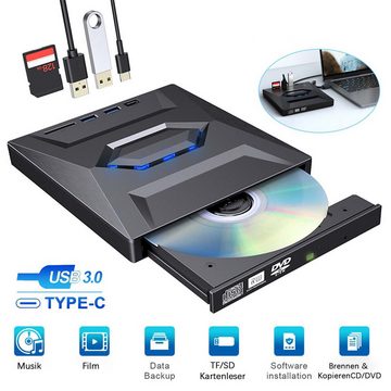 yozhiqu Typ-C Externes DVD-Laufwerk: 5-in-1 Multifunktionsplayer fur Laptop CD-Brenner (Flexibles Brennen und Abspielen von DVDs - Praktisch für unterwegs)