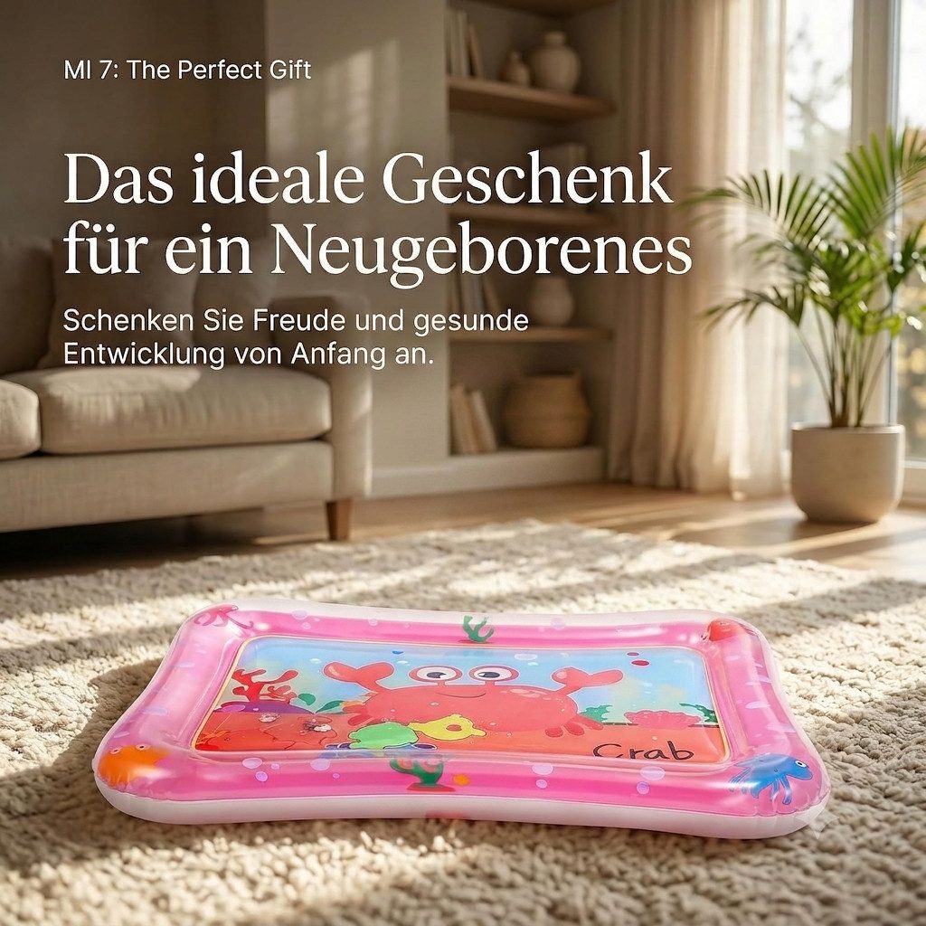 Gleebe Spielmatte Baby Wasserspielmatte BPA-frei Aufblasbare Bauchlage Spielmatte Rosa (Wasserspielmatte für Babys mit Wasserfüllung, Baby Spielmatte zur Förderung der sensorischen Entwicklung), Aufblasbar, Wasserfüllung, bewegliche Spielelemente, platzsparend