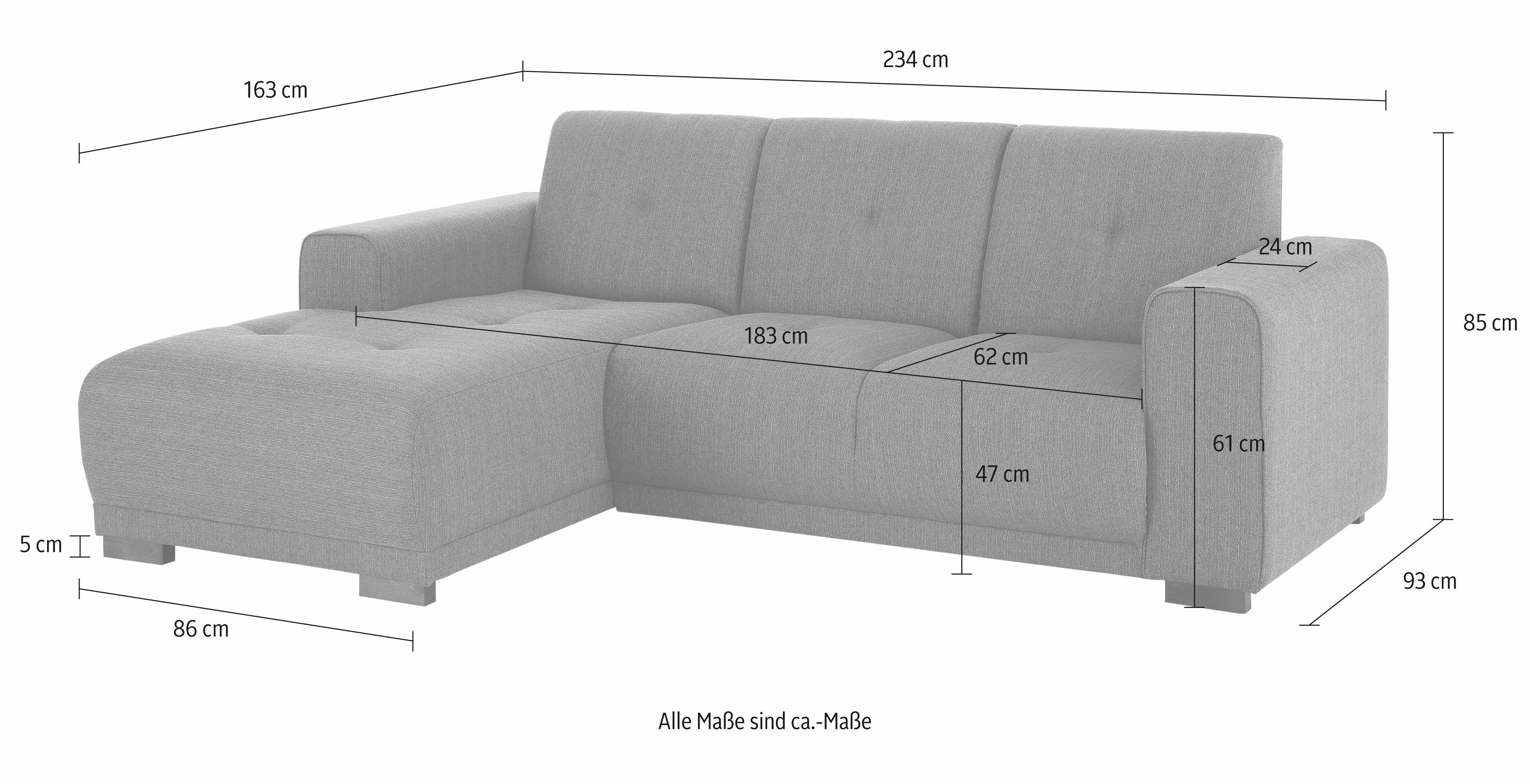 Home affaire Ecksofa "Langeland L-Form", incl. 2 Zierkissen, Recamiere wahl günstig online kaufen