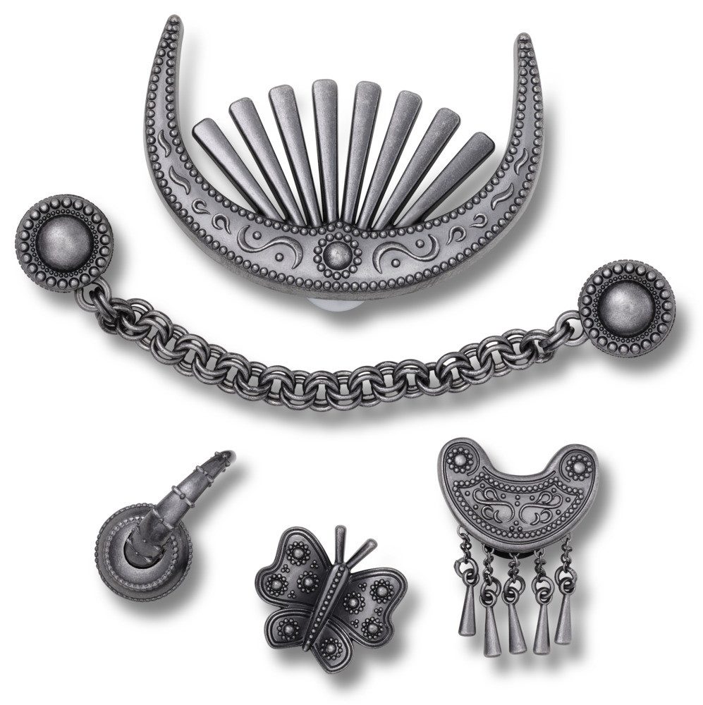Crocs Schuhanstecker Jibbitz™ Silver Metal Mix (Set, 5-tlg., Kein Spielzeug. Nicht für Kinder unter 3 Jahren geeignet), Elegante Schuhanstecker