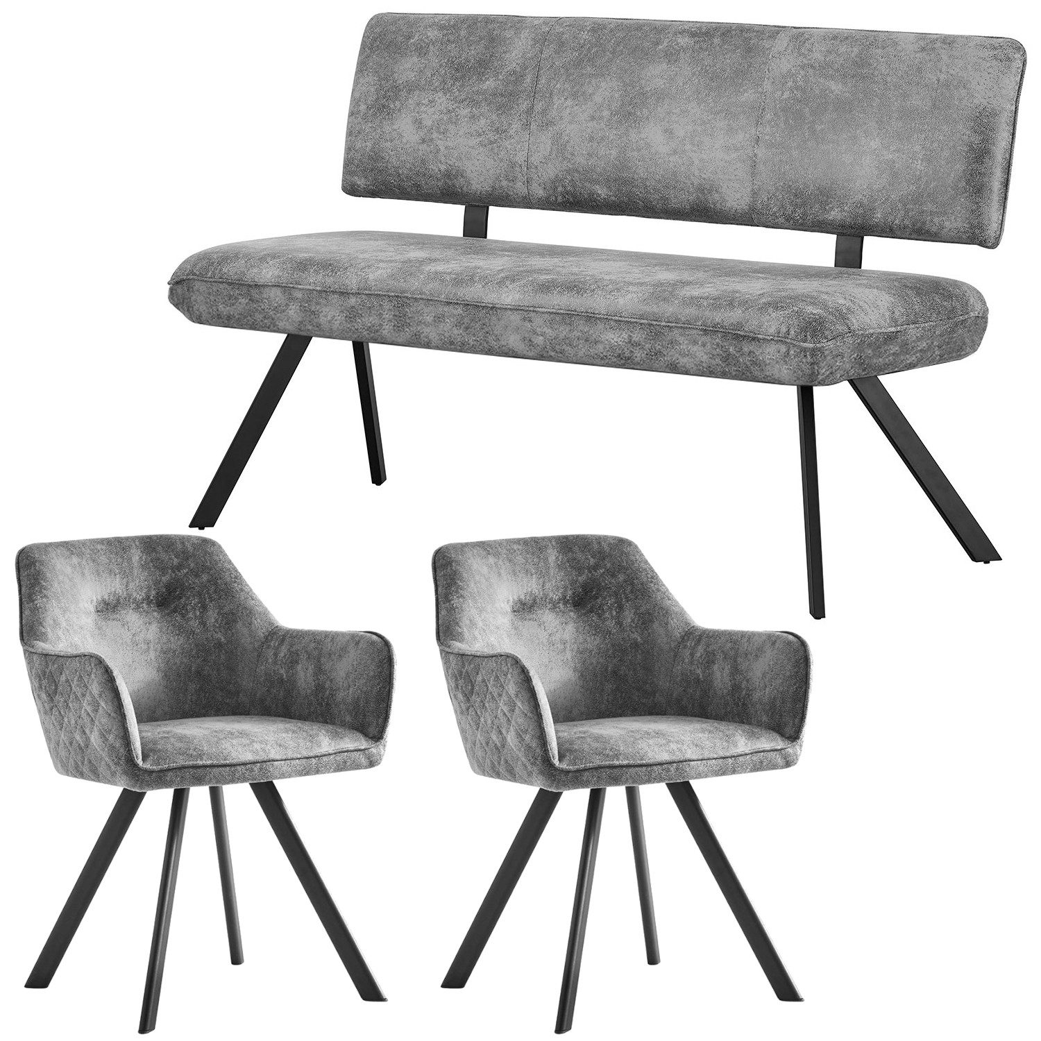 B&D home Sitzgruppe JANA, (3-tlg), gepolstert, mit Rückenlehne und 2 Стулья
