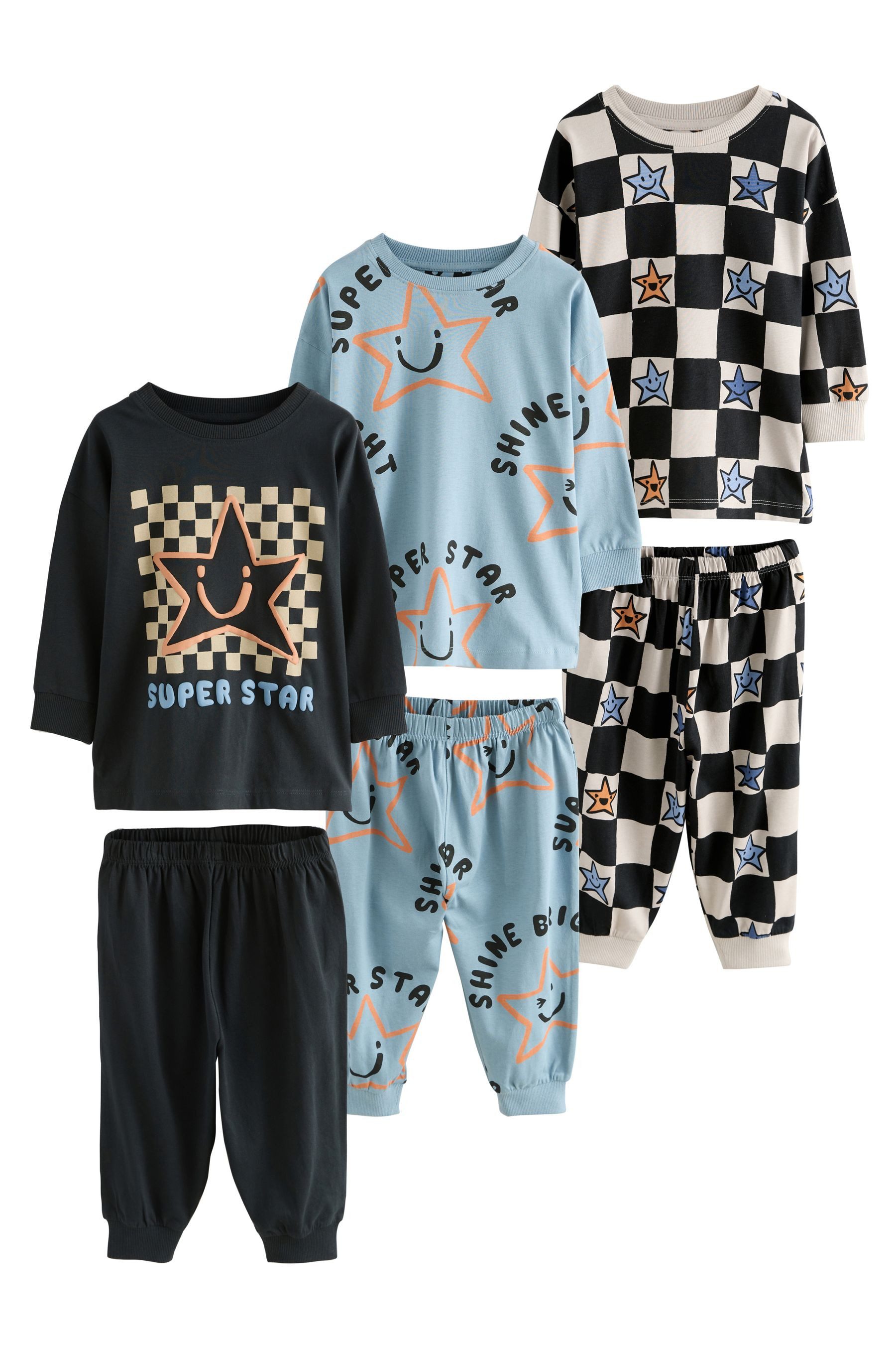 Pyjama Oversized Fit Schlafanzüge, 3er Pack