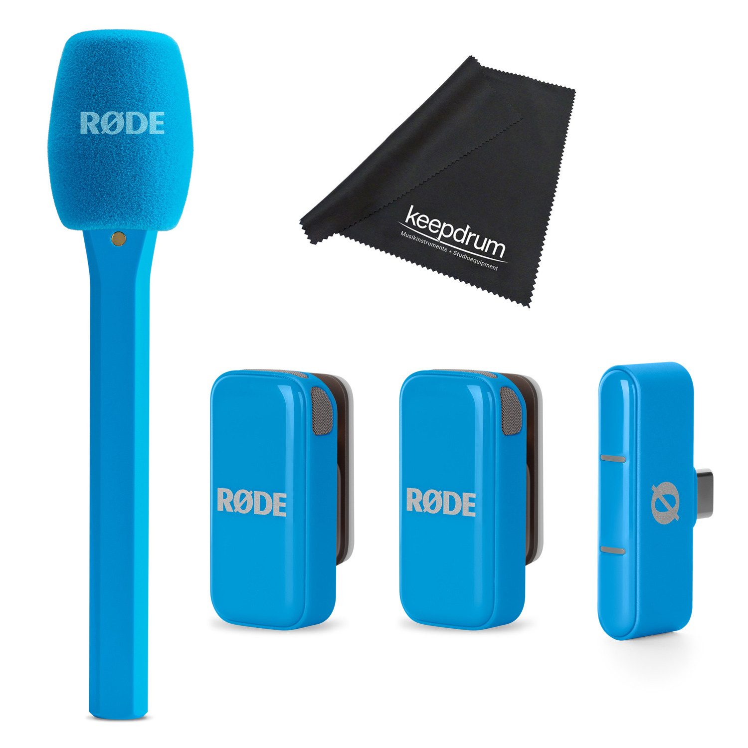 RØDE Rode Mikrofon-Funksystem Wireless Micro USB-C Interview Set Blau. Digitales Aufnahmegerät (Vorteils-Set mit Handadapter)