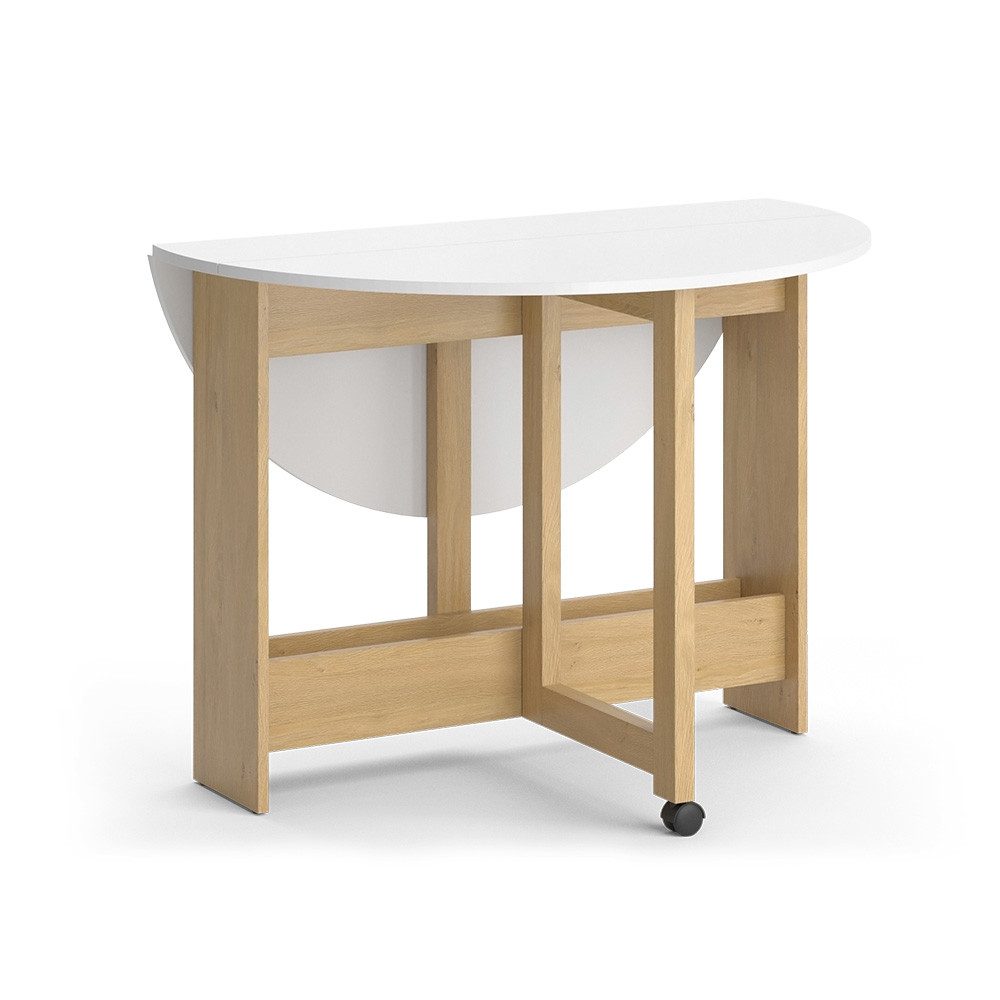 Vicco Esstisch Rondo, Goldkraft Eiche/Weiß, 100 x 100 cm ausklappbar günstig online kaufen
