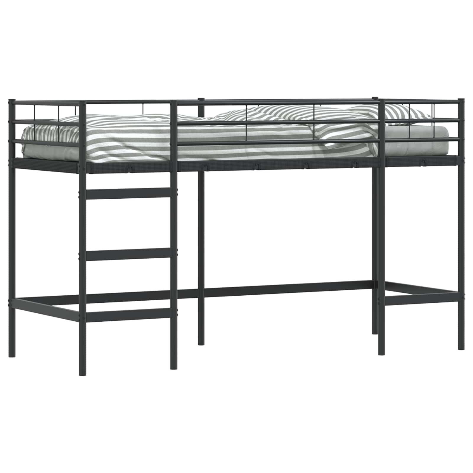 vidaXL Bett Kinderloftbett Uni Schwarz 100 x 190 cm Stahl (1-tlg)